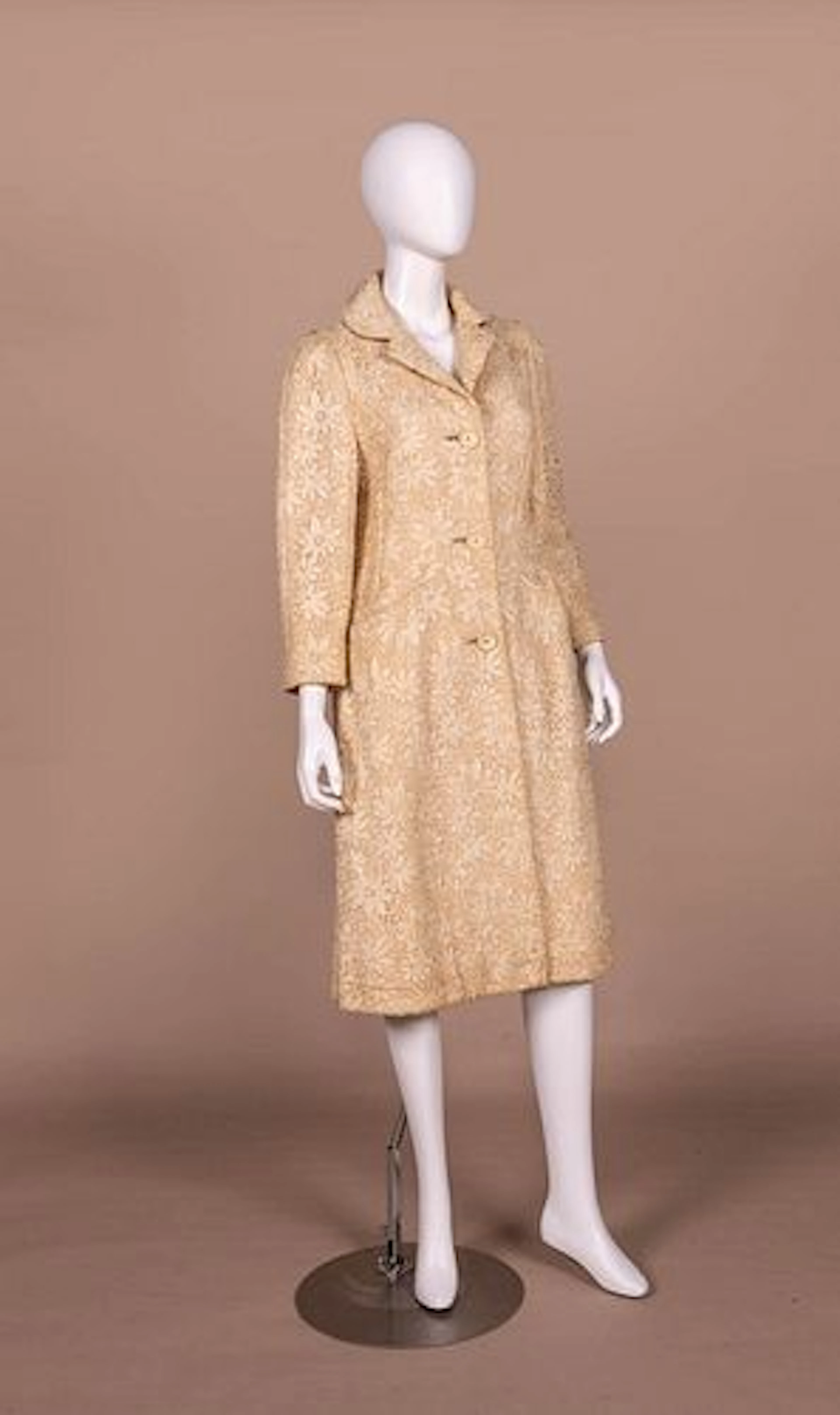 CREAM LACE OVERLAY COAT, 1950S
