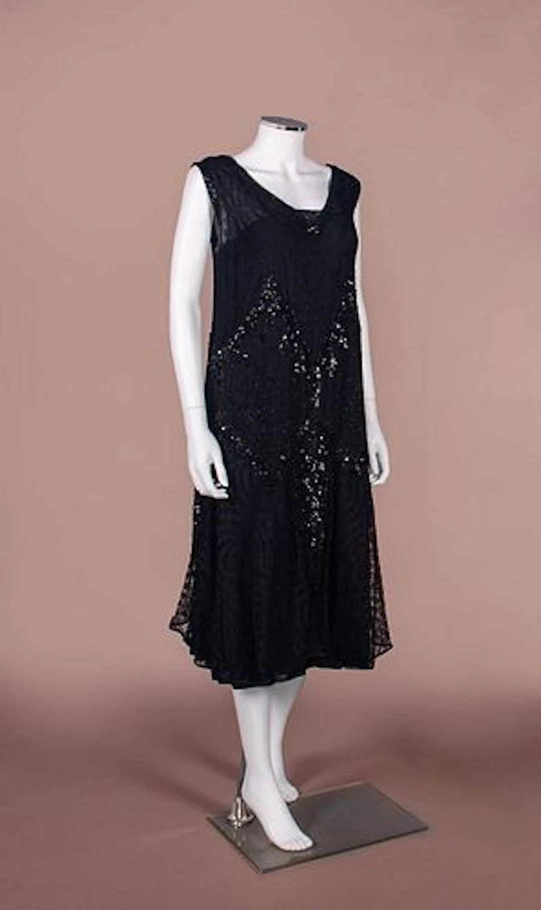 ART DECO BEAD & SEQUIN LACE PARTY DRESS, 1920S