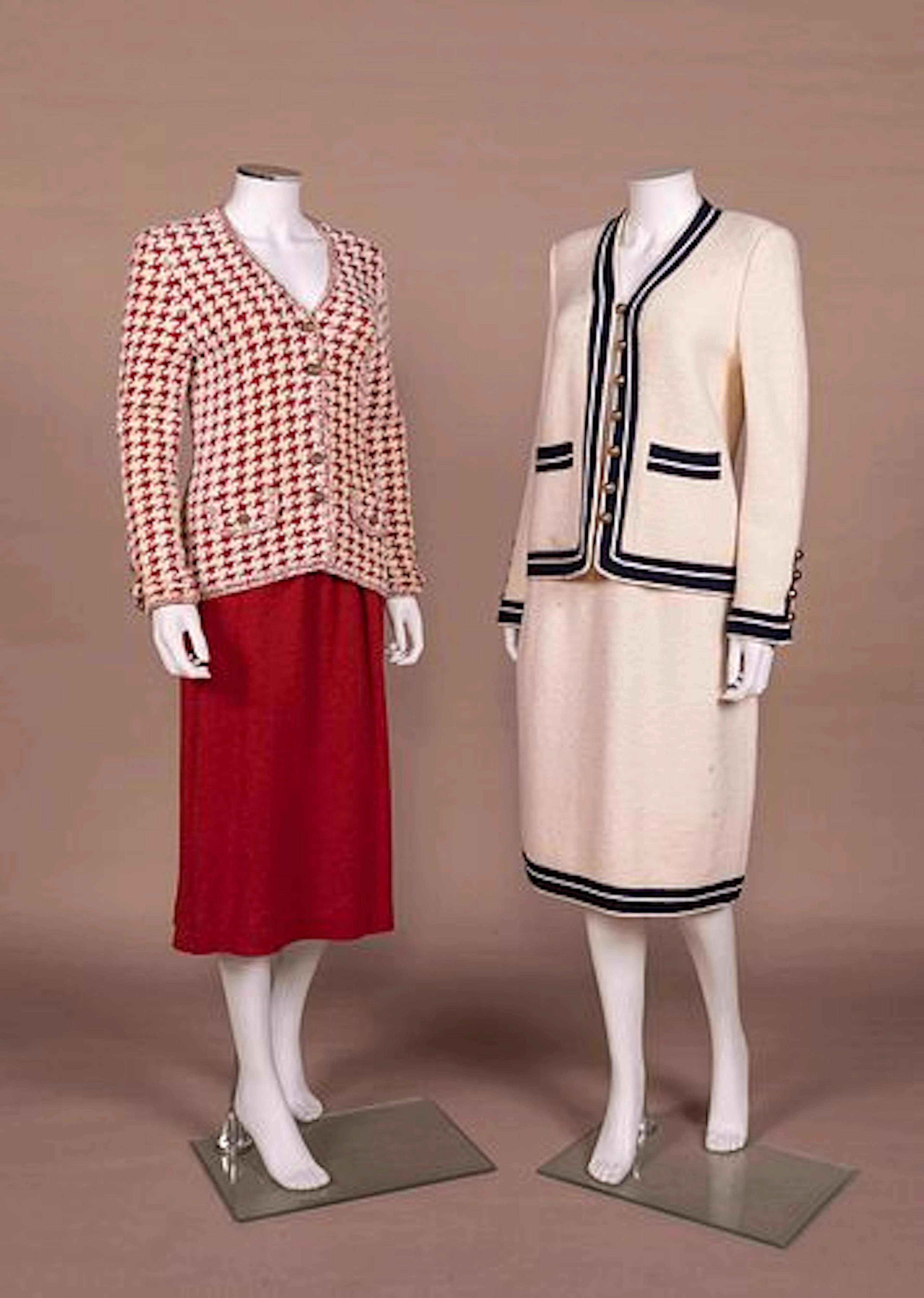 TWO ADOLOFO KNIT SKIRT SUITS, 1980S