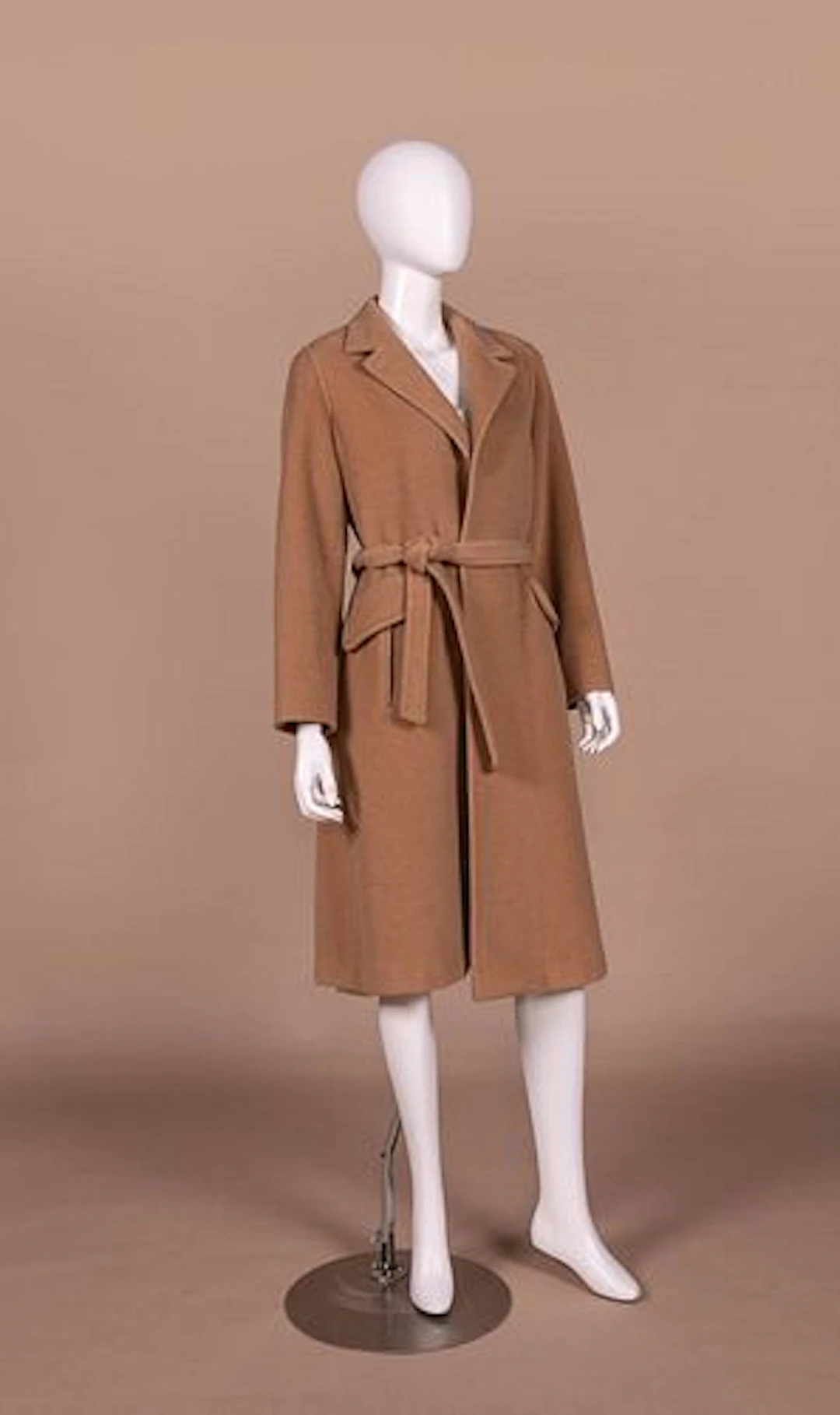 CAMEL COLOR WOOL POLO COAT, 1950S