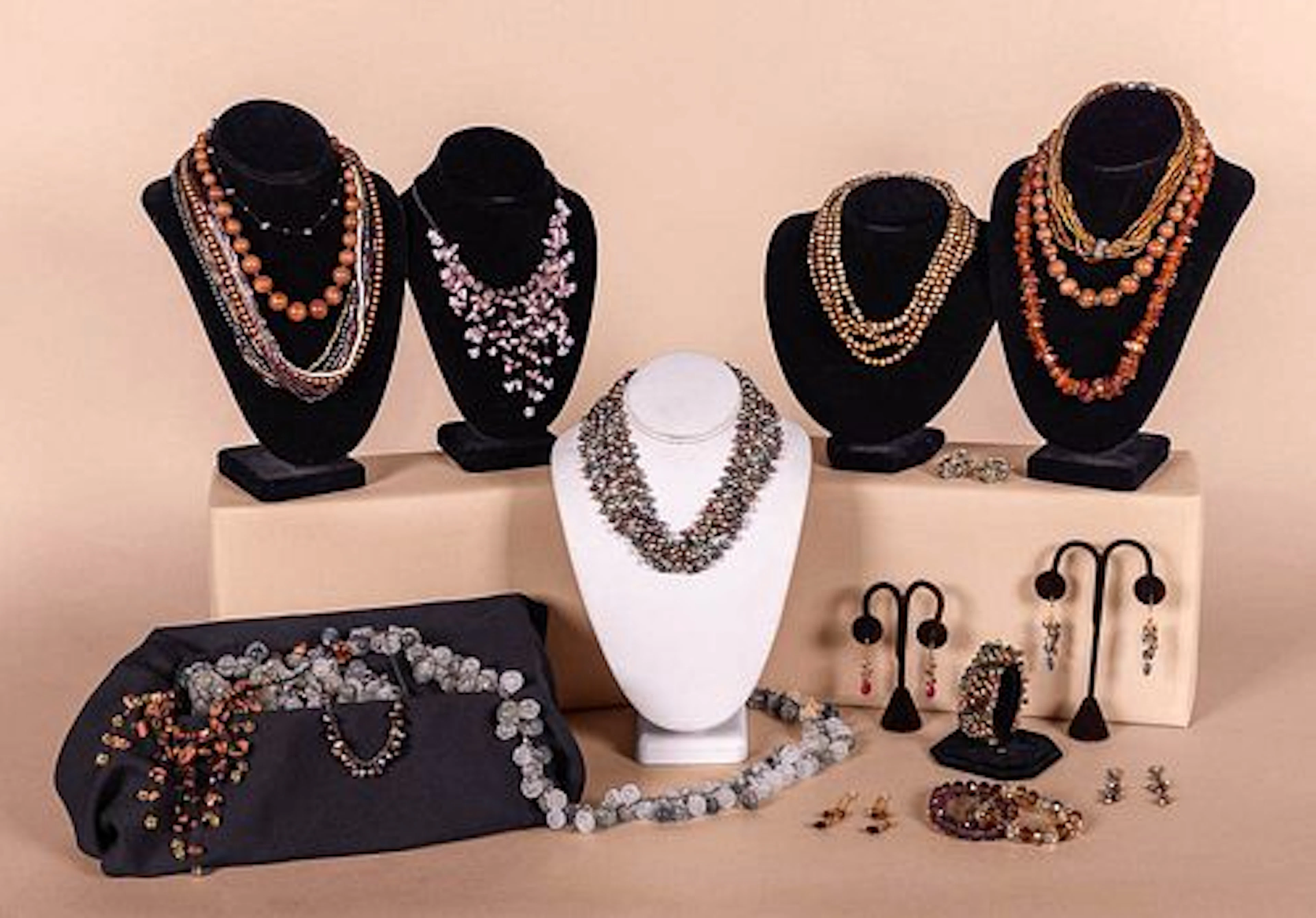 GENEROUS LOT OF BEADED, PEARL & SILVER COSTUME JEWELRY