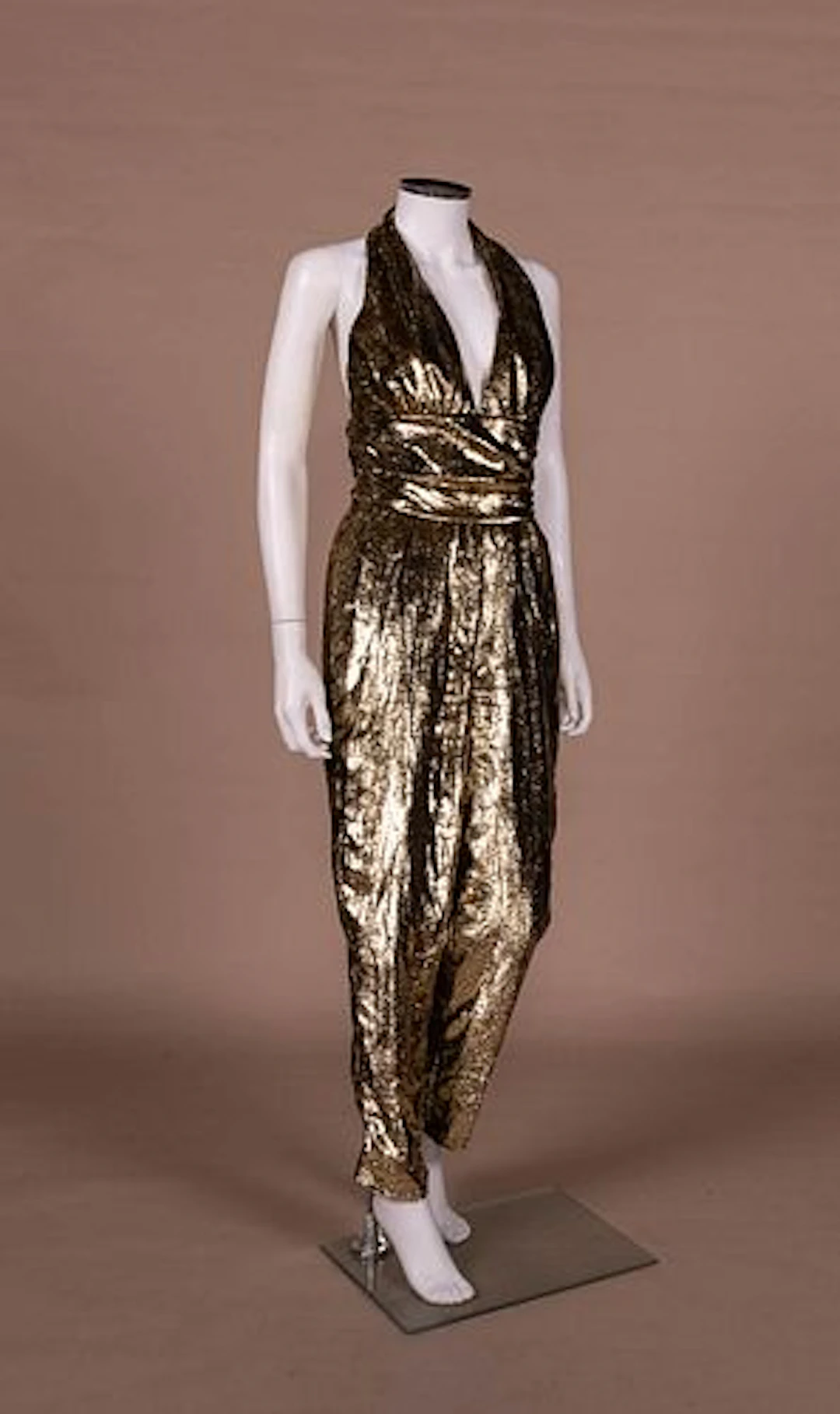 METALLIC GOLD EYELASH LAME JUMPSUIT, C. 1980