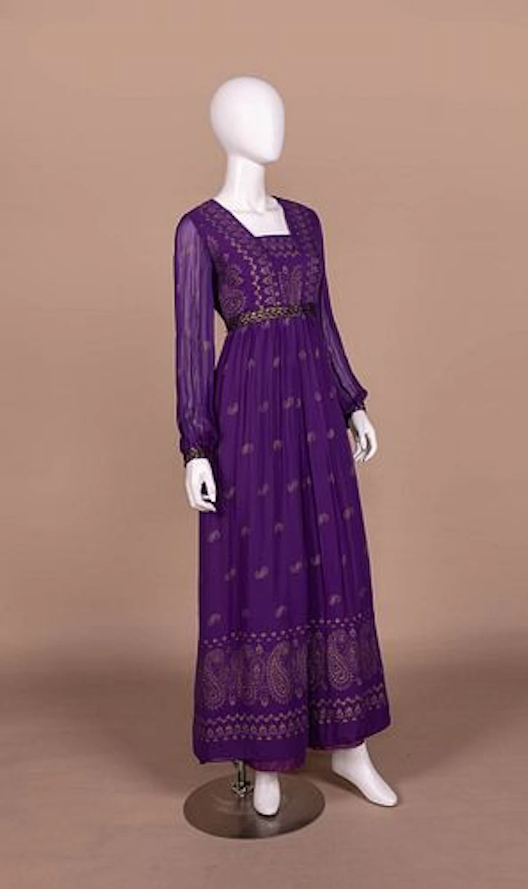 INDIAN INSPIRED PRINTED EVENING JUMPSUIT, LATE 1960S