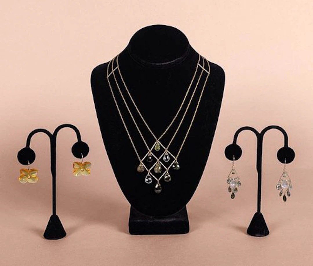 BACCARAT TOPAZ HORTENSIA EARRINGS & GLASS DEMI-PARURE