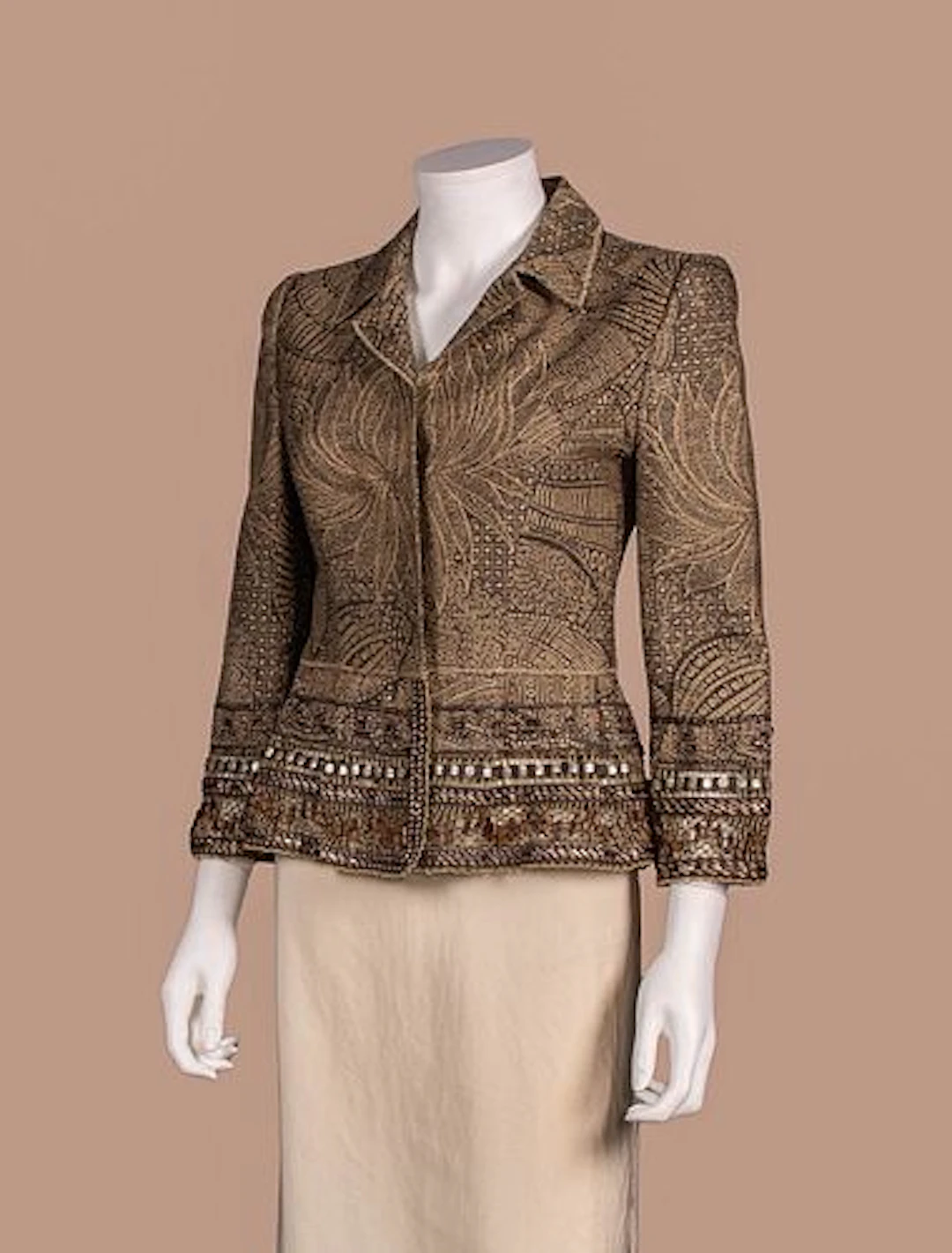 OSCAR DE LA RENTA BEADED SILK BLAZER, LATE 20TH C