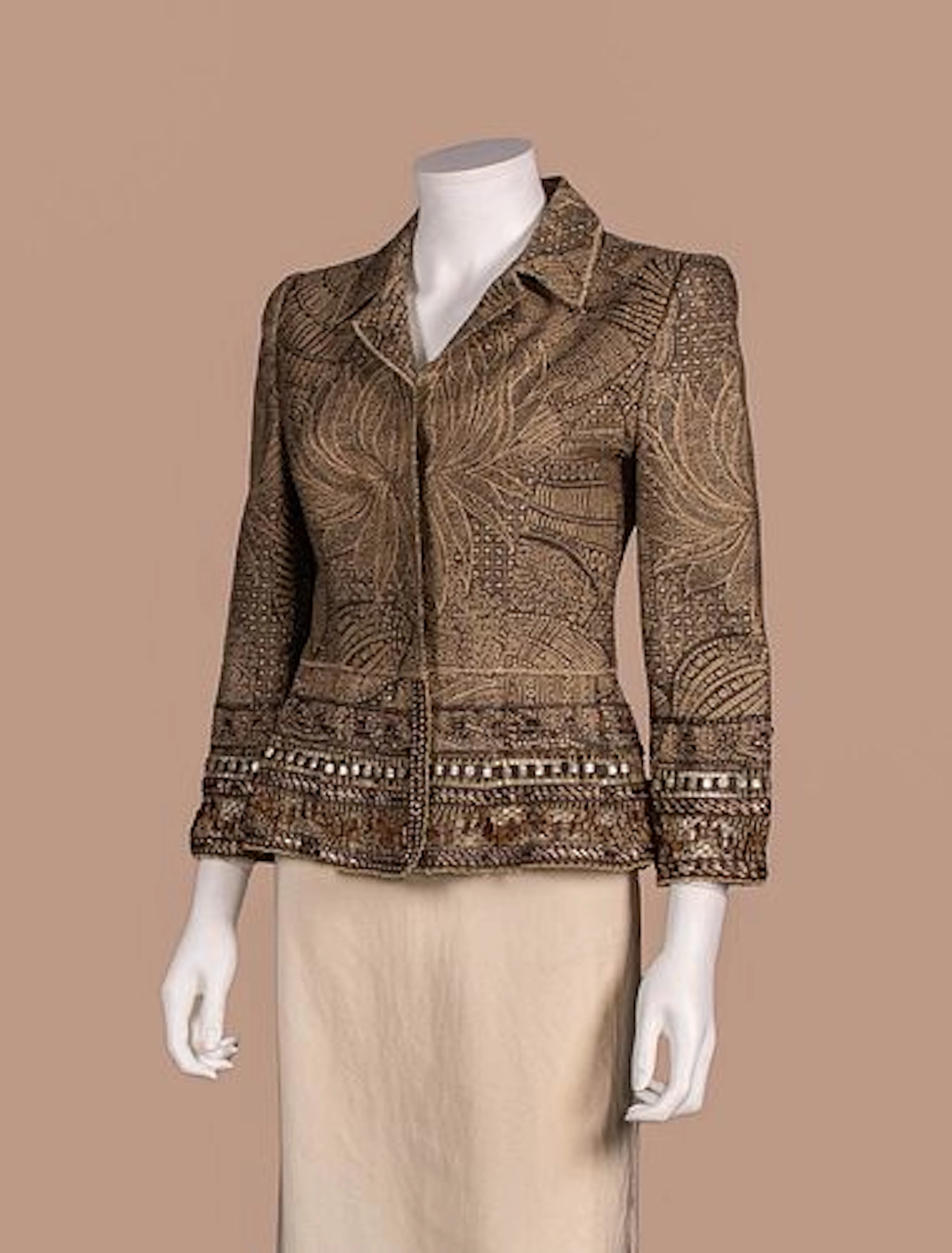 OSCAR DE LA RENTA BEADED SILK BLAZER, LATE 20TH C