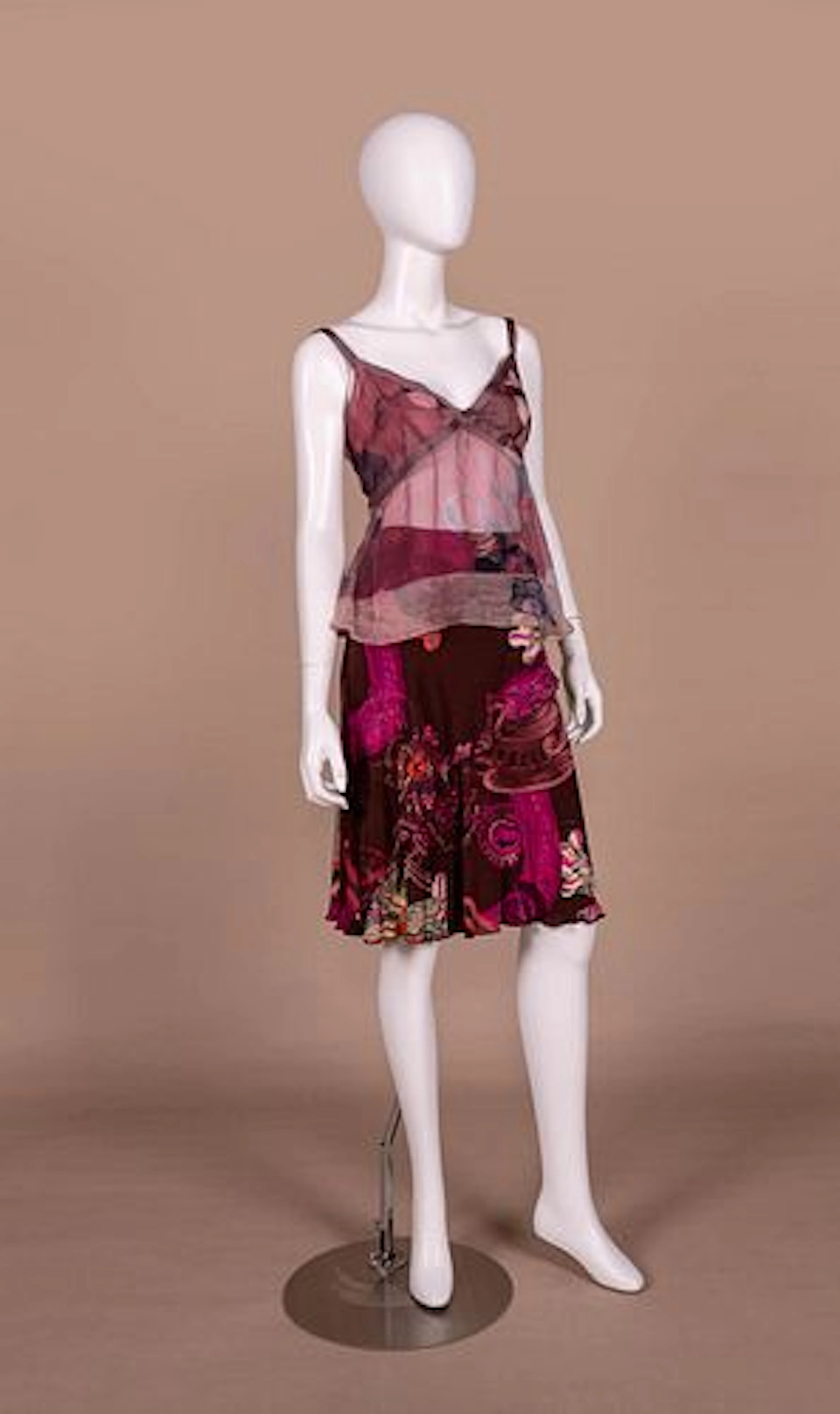CHRISTIAN LACROIX PRINTED SILK ENSEMBLE, 1990S
