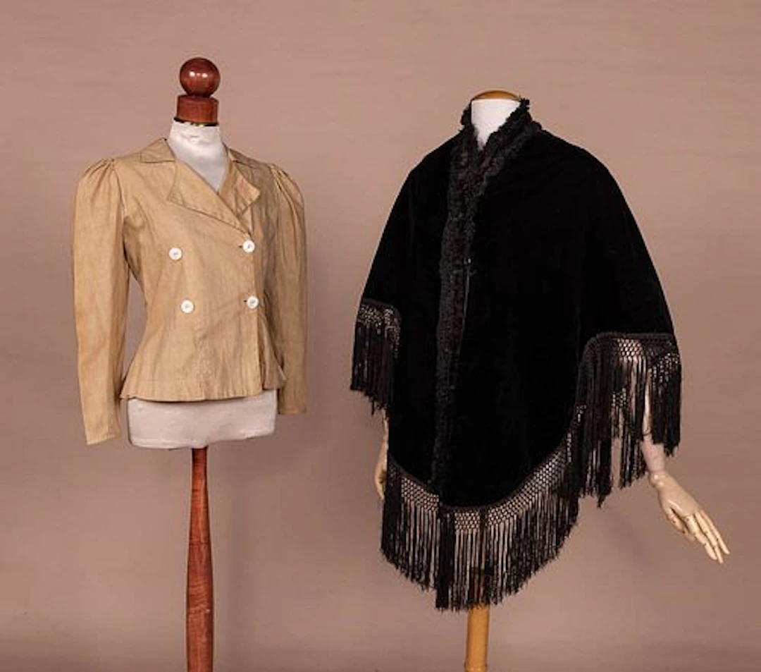 SPORTING JACKET & VELVET MANTLE, C. 1900S & 1870S