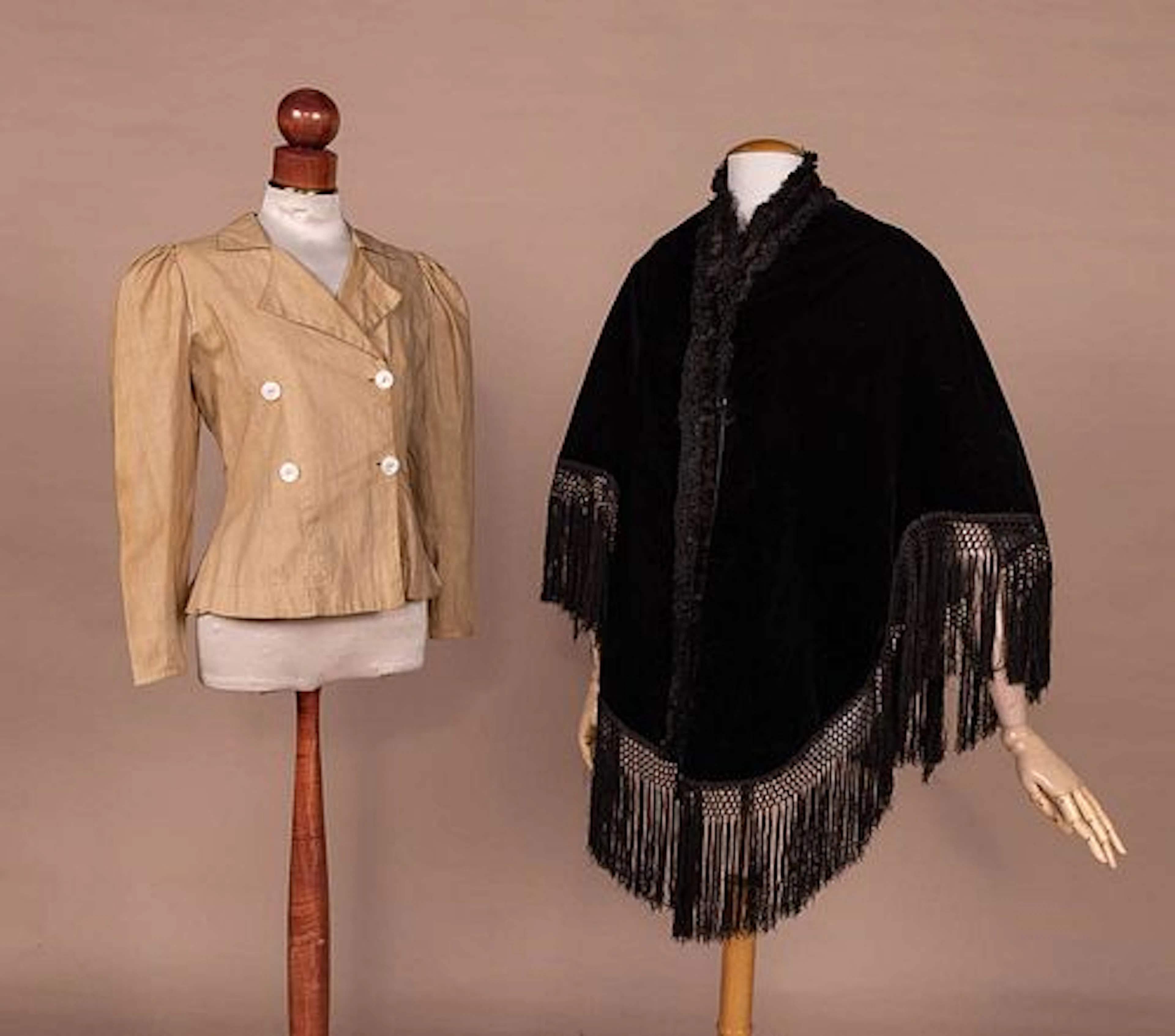 SPORTING JACKET & VELVET MANTLE, C. 1900S & 1870S