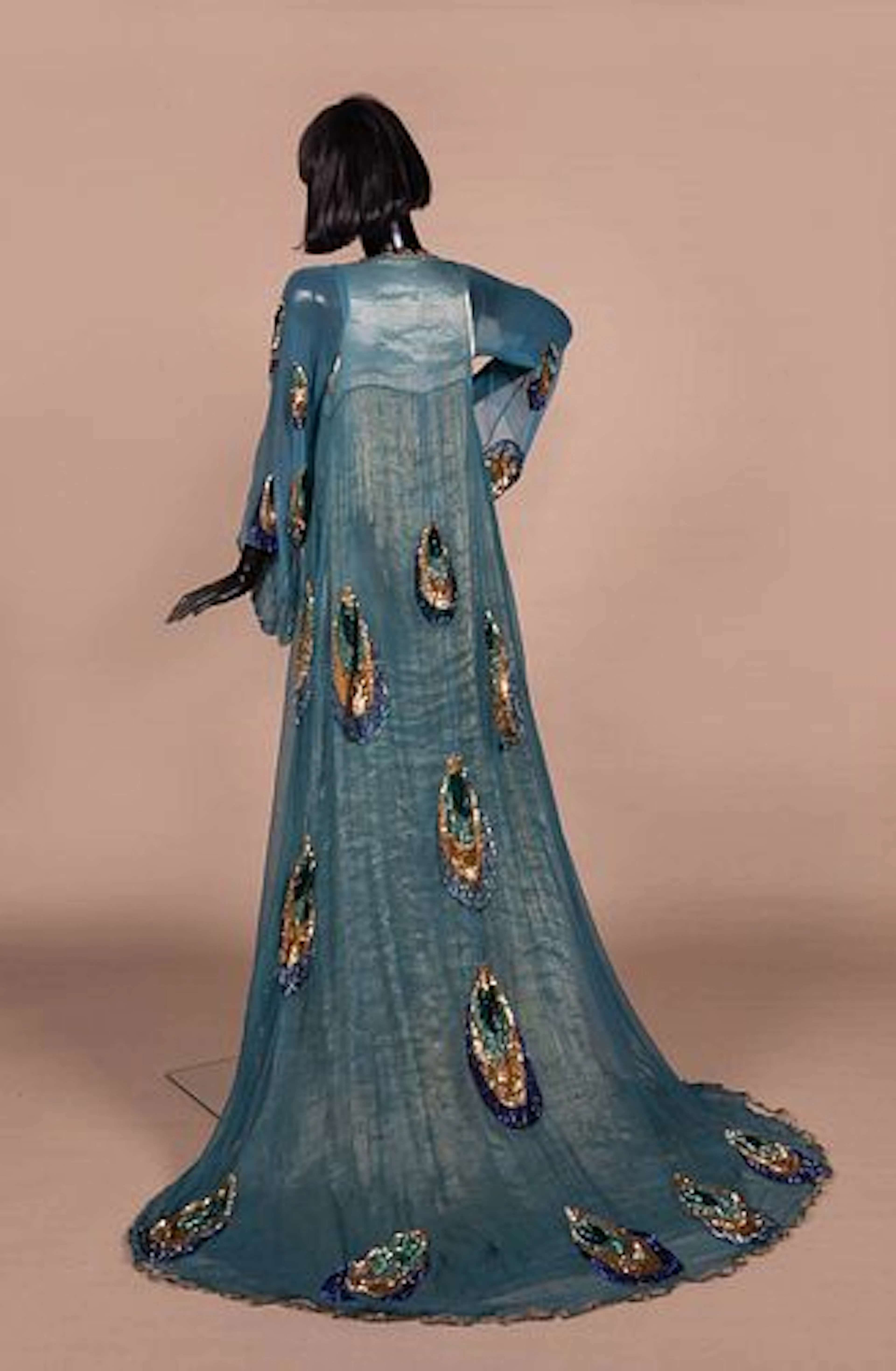 SILK & LAME PEACOCK SHOWGIRL COSTUME, EARLY 20TH C