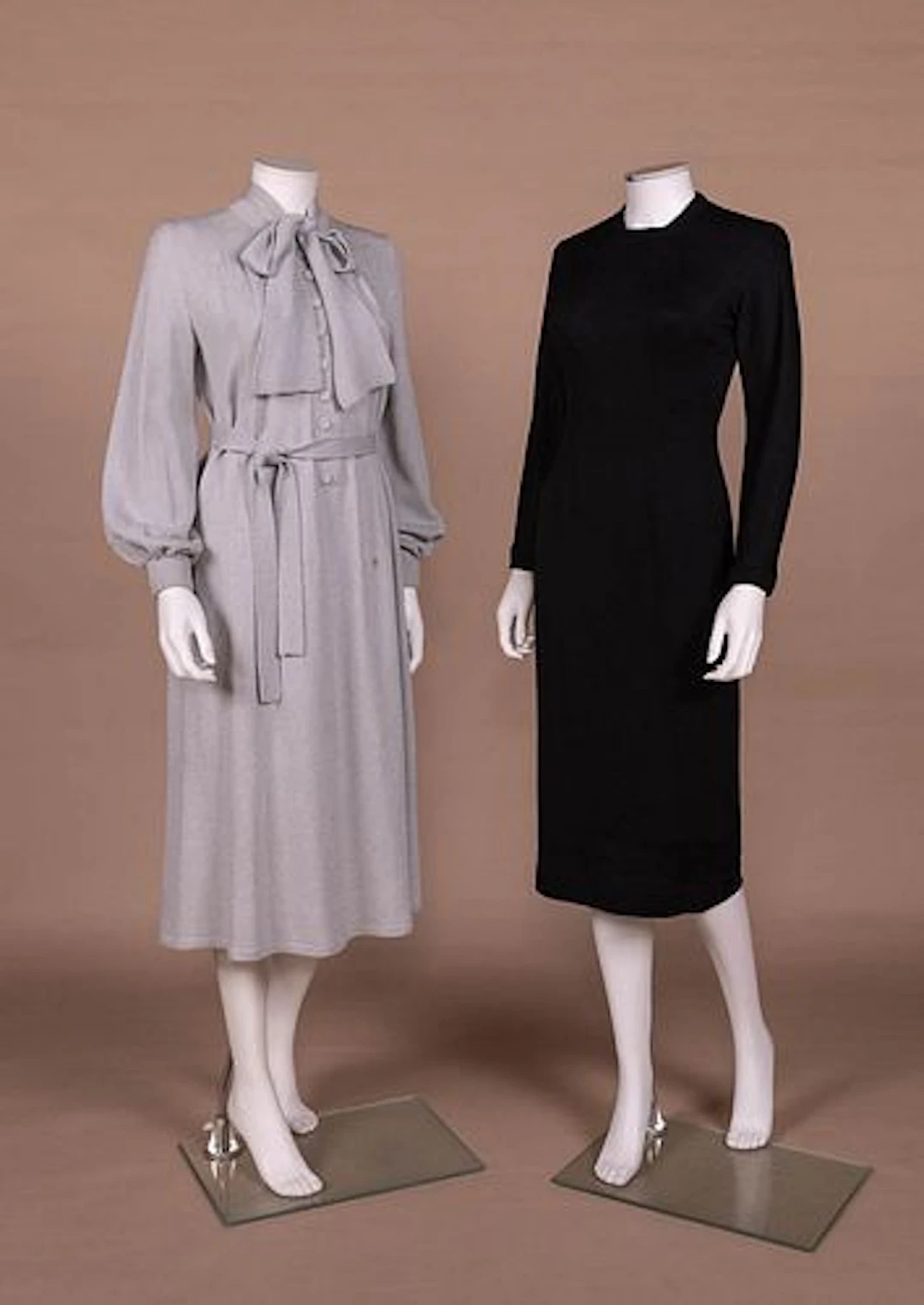 TWO KNIT DAY DRESSES, 1950S & 1970S