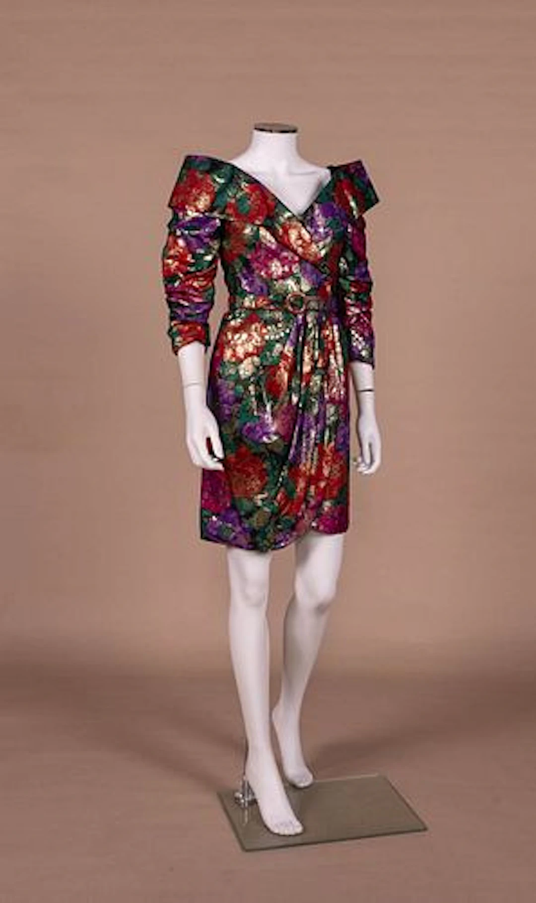 ARNOLD SCAASI METALLIC COCKTAIL DRESS, C. 1985