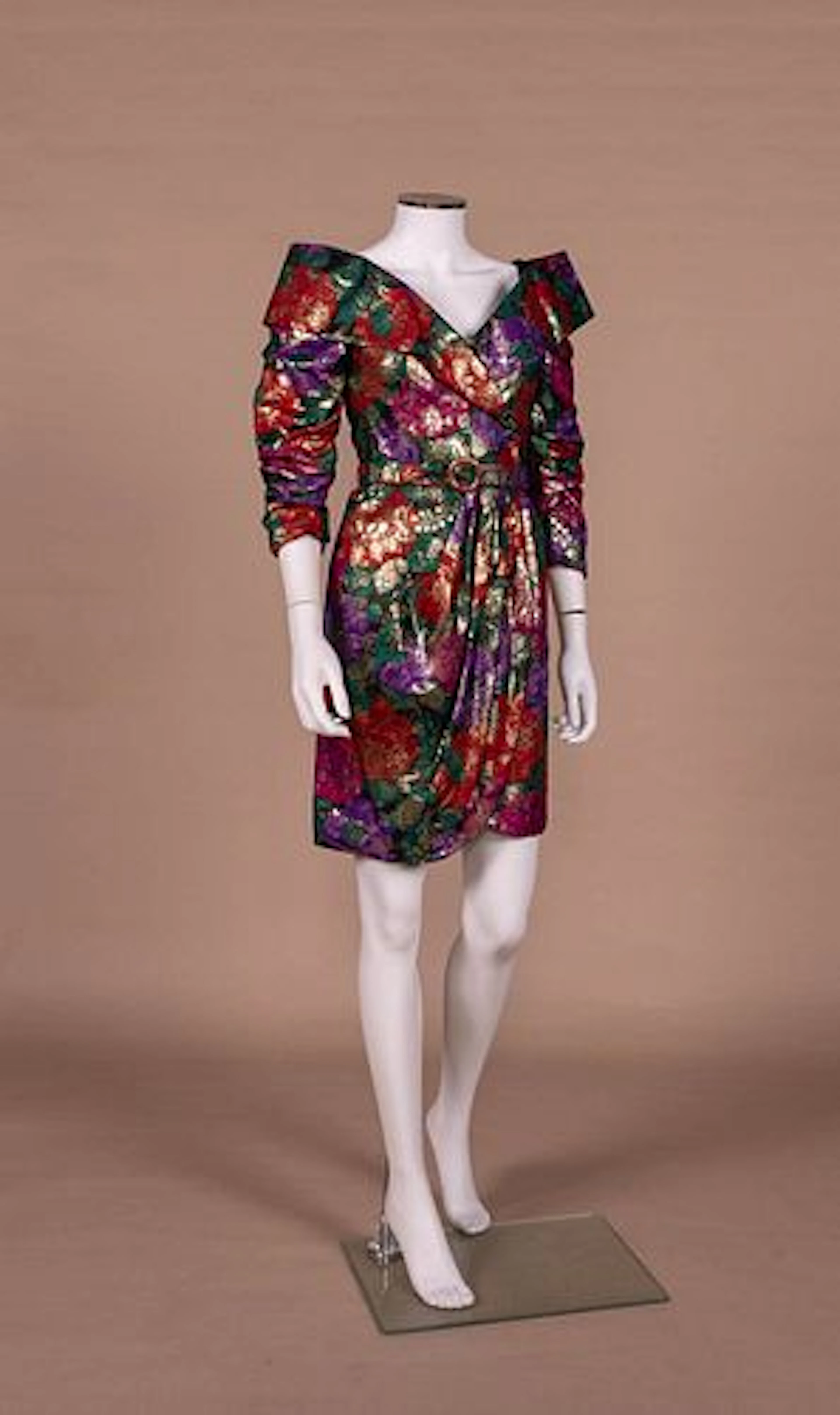 ARNOLD SCAASI METALLIC COCKTAIL DRESS, C. 1985