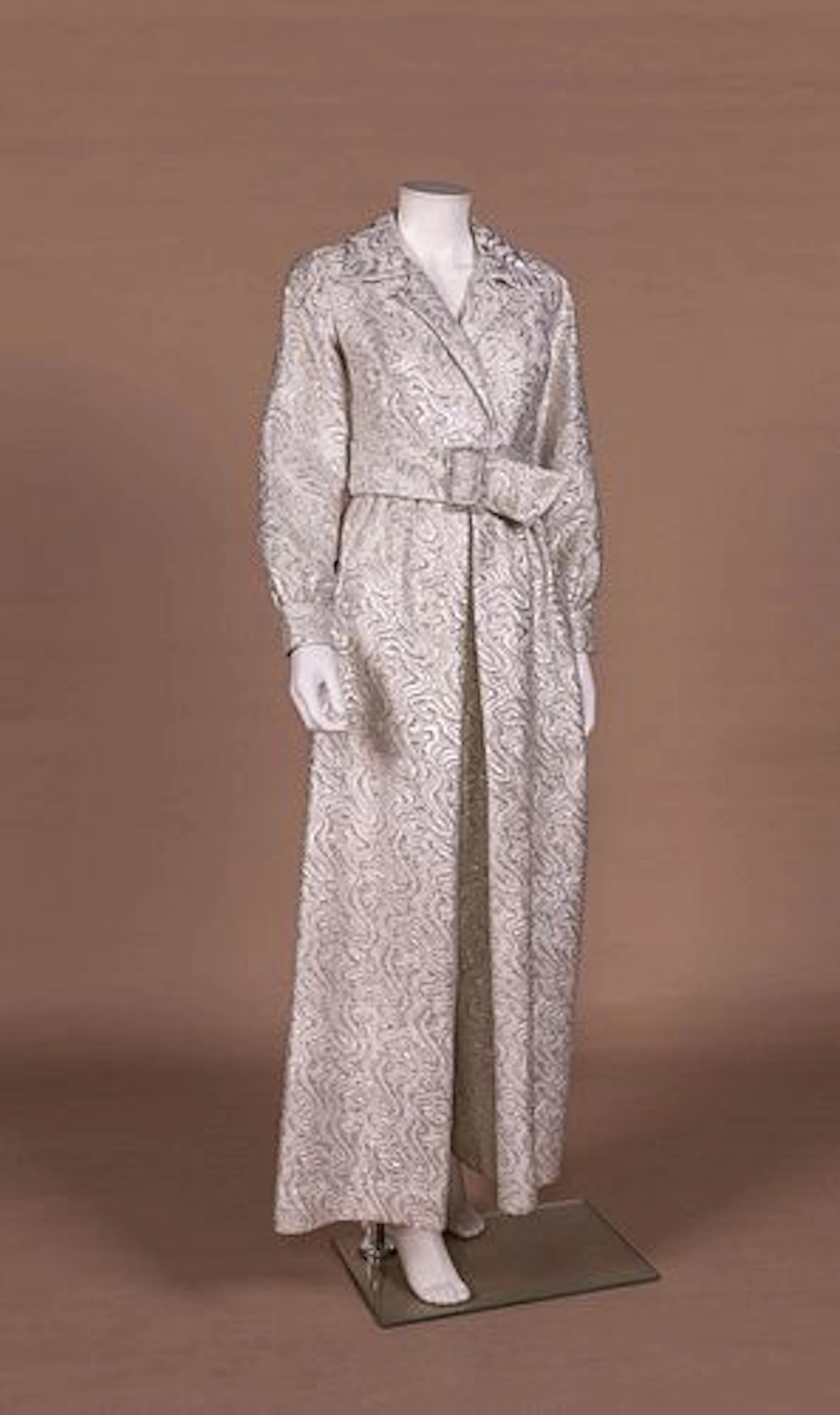 SILVER METALLIC MATELASSE JUMPSUIT, 1970S