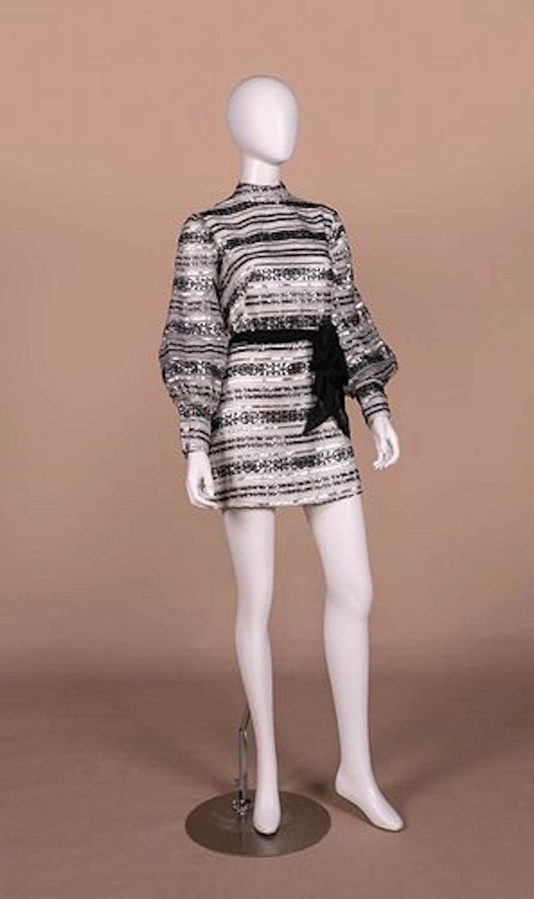 METALLIC STRIPED MOD PARTY DRESS, LATE 1960S