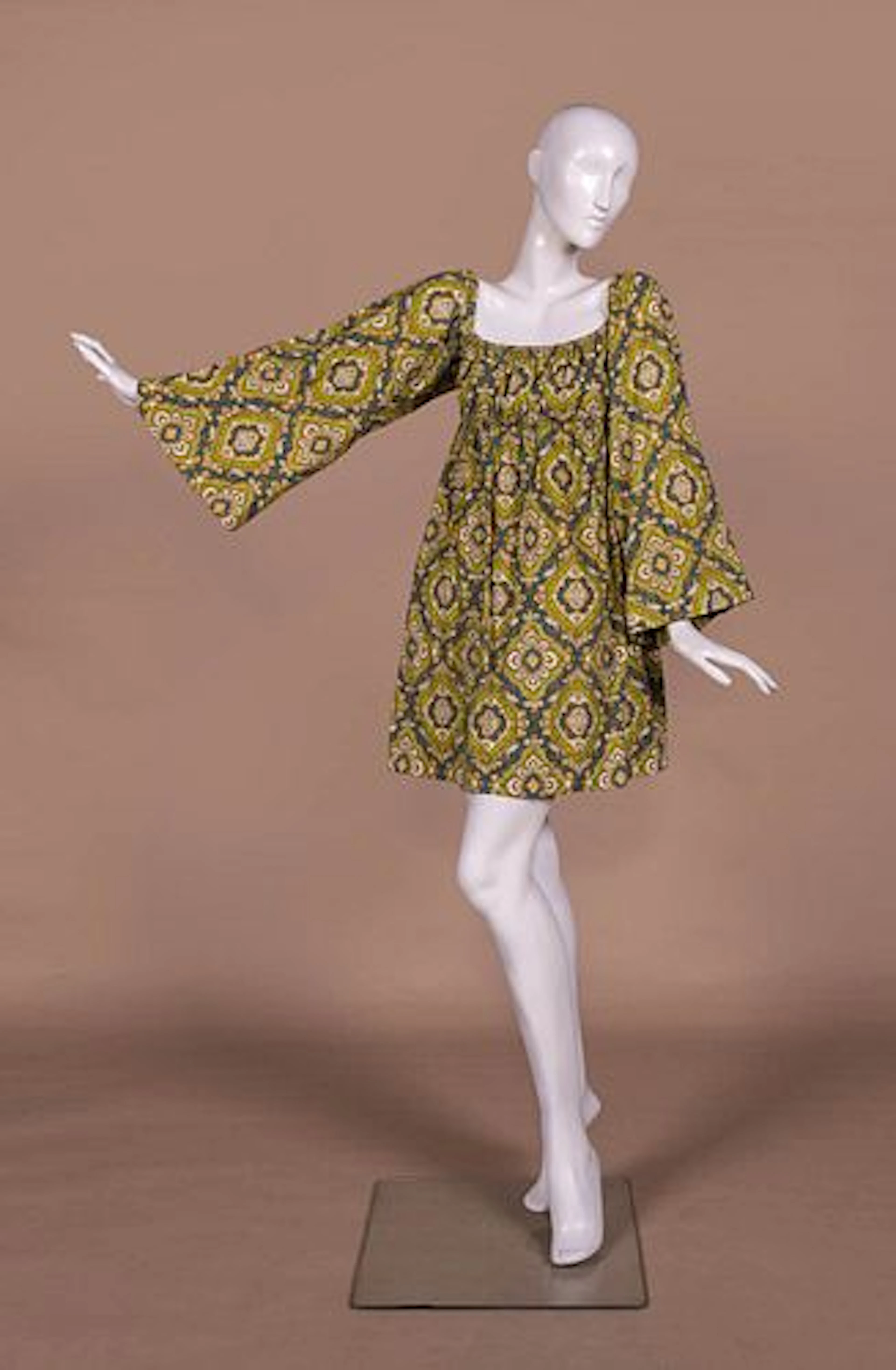 PAISLEY COTTON BABYDOLL DRESS, 1970S