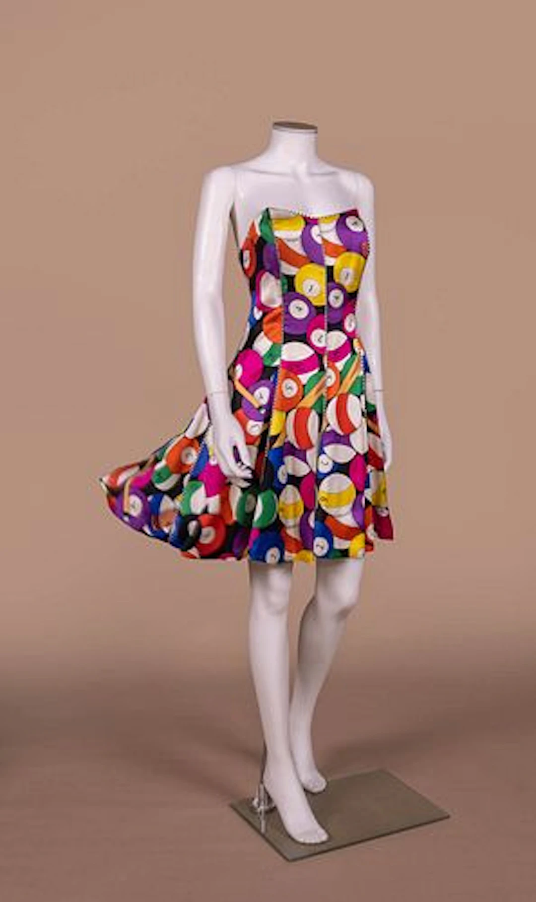 NICOLE MILLER POOL HALL NOVELTY PRINT DRESS, 1990S