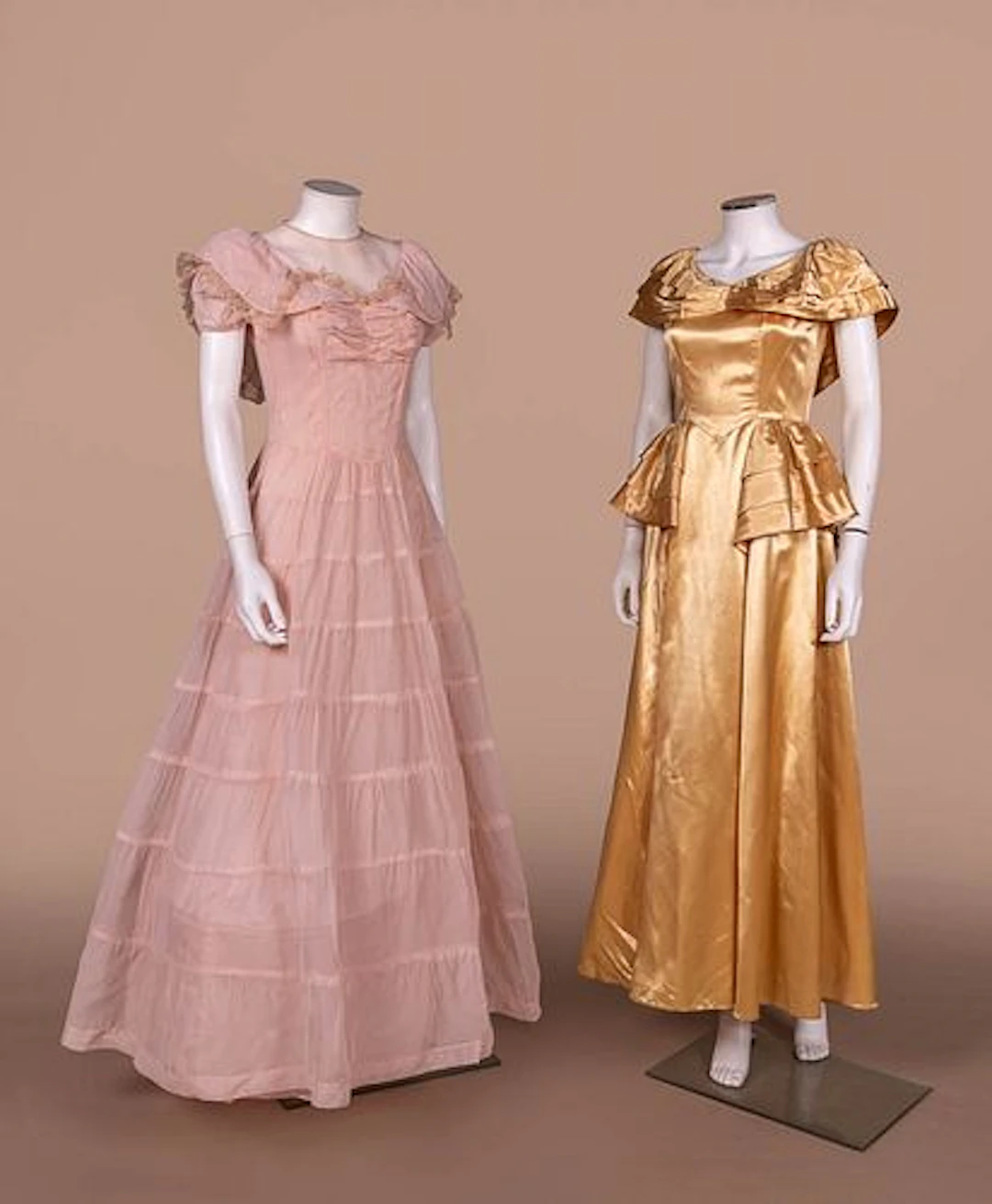 TWO CHIFFON OR SATIN EVENING GOWNS, 1940S