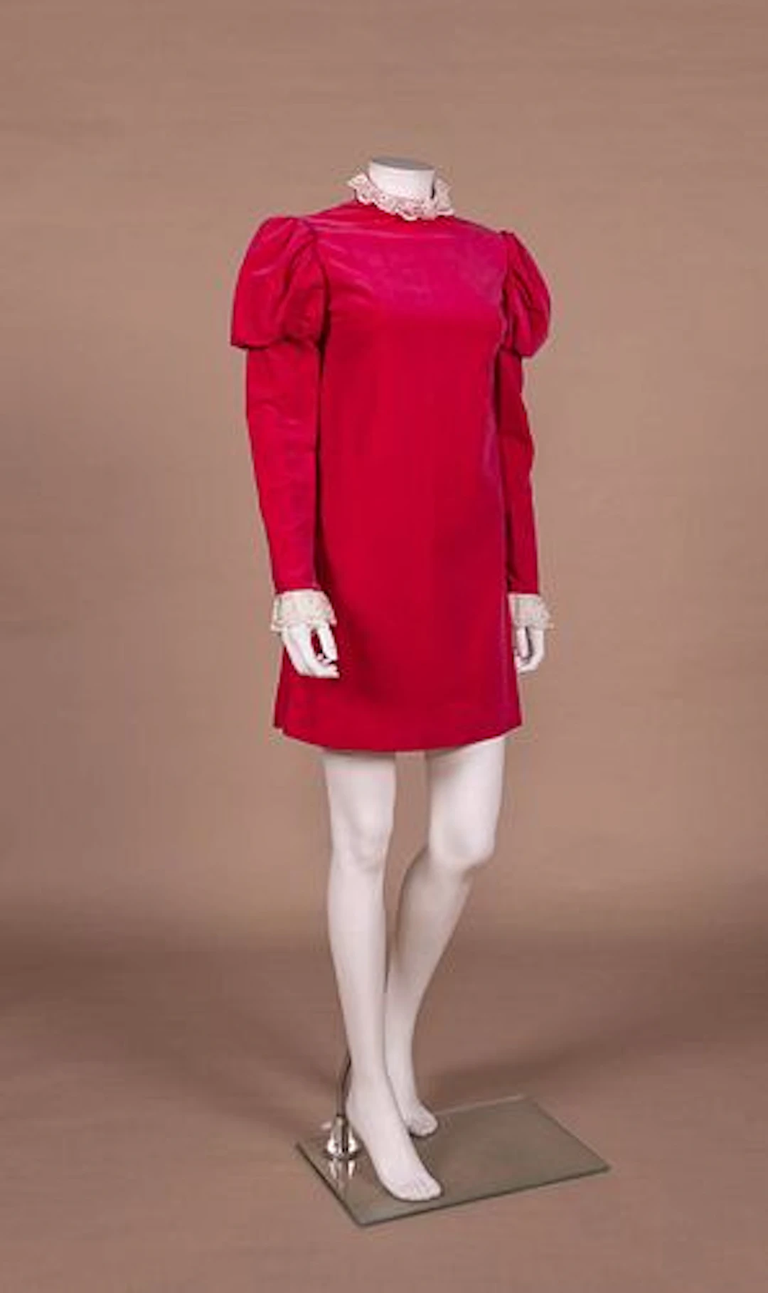 HOT PINK VELVETEEN MINI DRESS, C. 1968