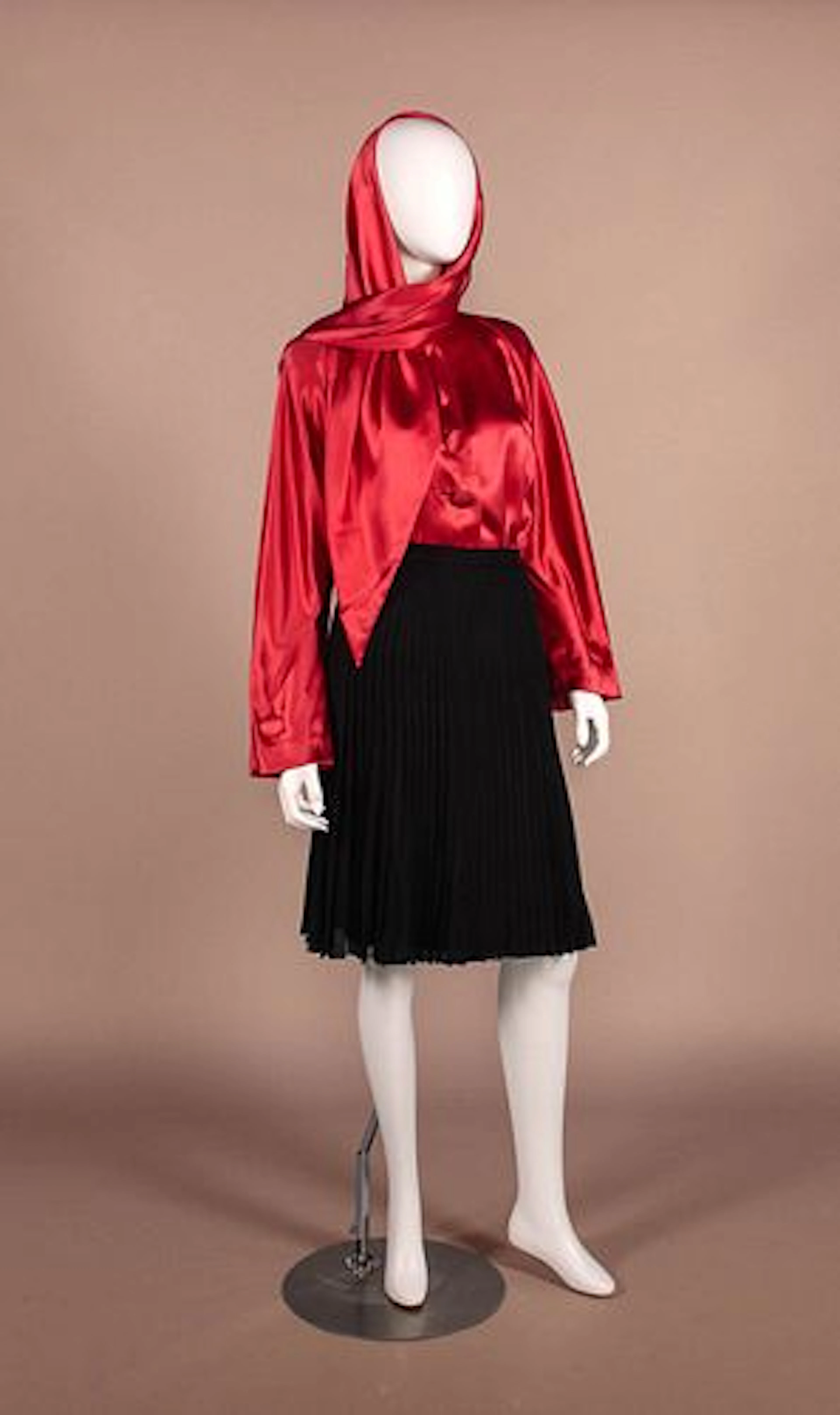 GALANOS THREE PIECE SATIN & CHIFFON ENSEMBLE, USA, 1980s