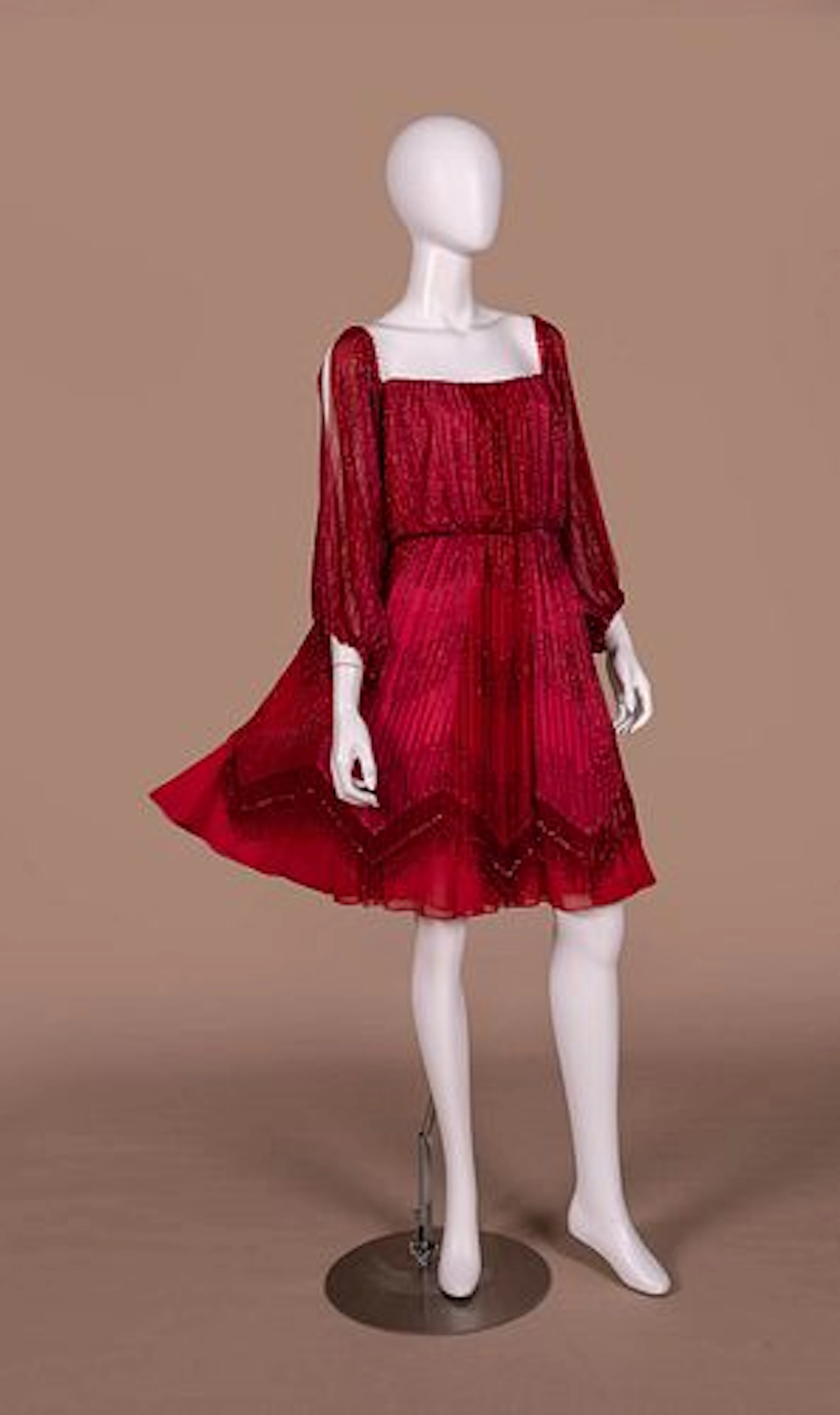 JEF BILLINGS BEADED RED PARTY DRESS, 1980S