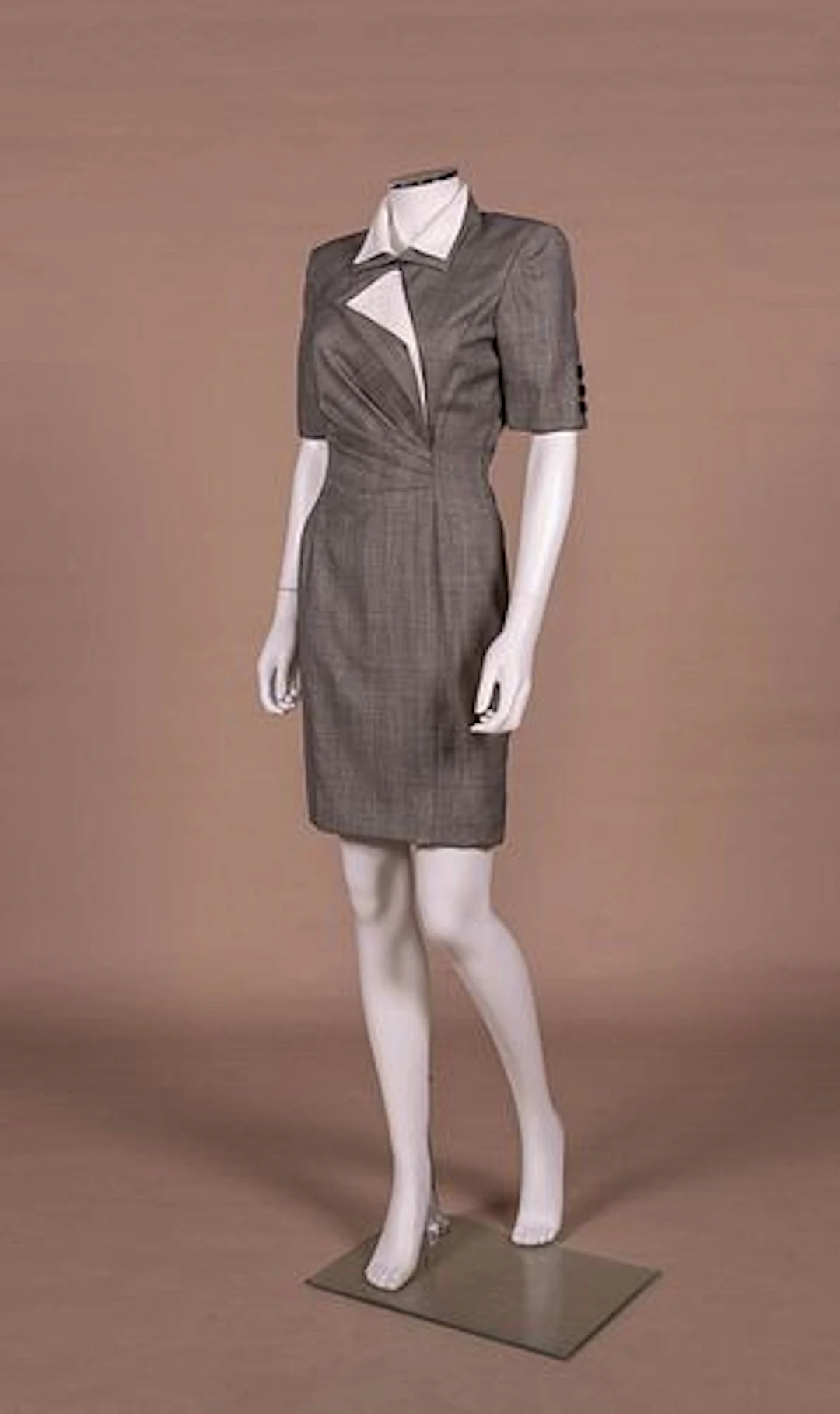 UNGARO HOUNDSTOOTH PLAID DAY DRESS, 1980S