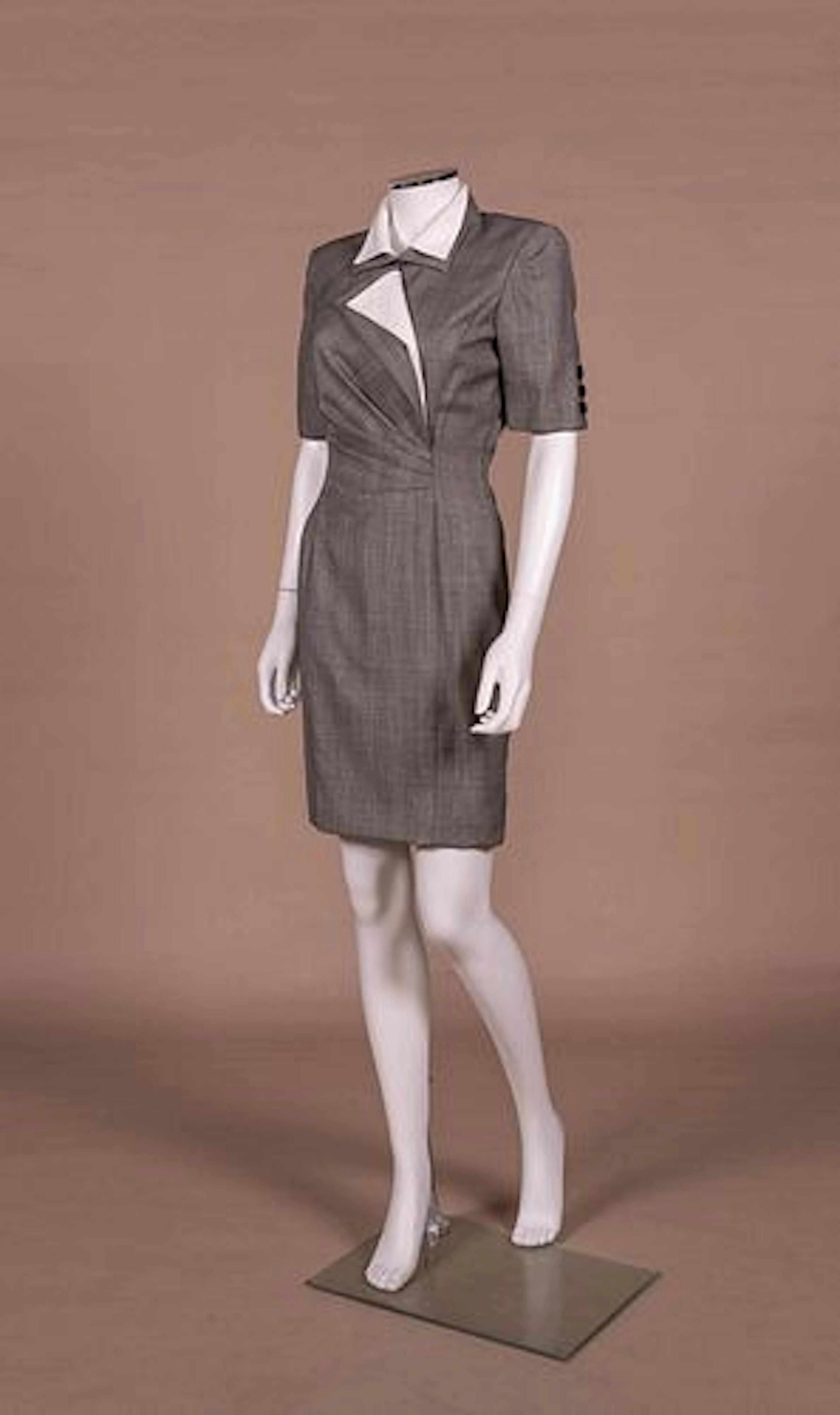 UNGARO HOUNDSTOOTH PLAID DAY DRESS, 1980S