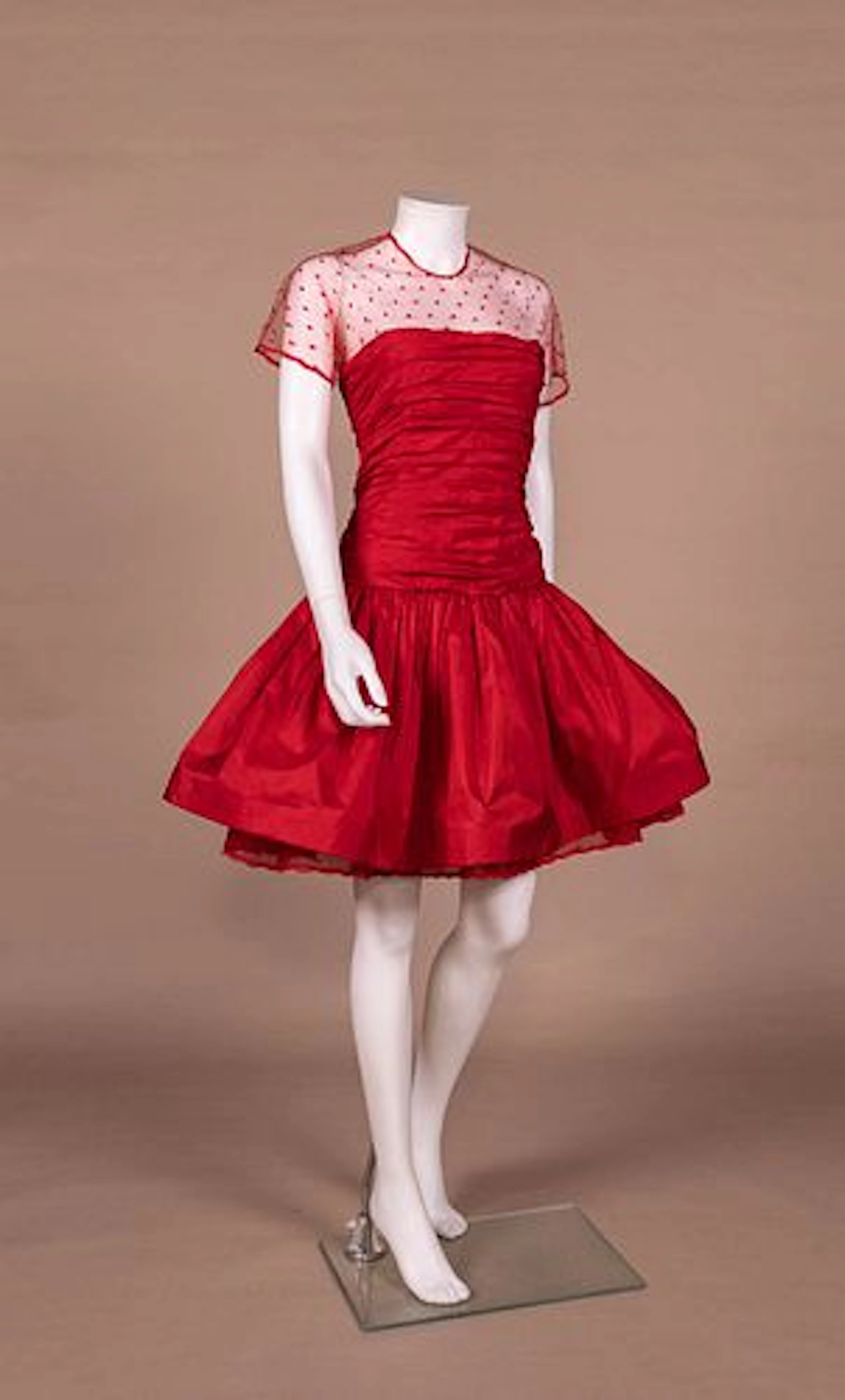 GEOFFREY BEENE RED PARTY DRESS, C. 1990