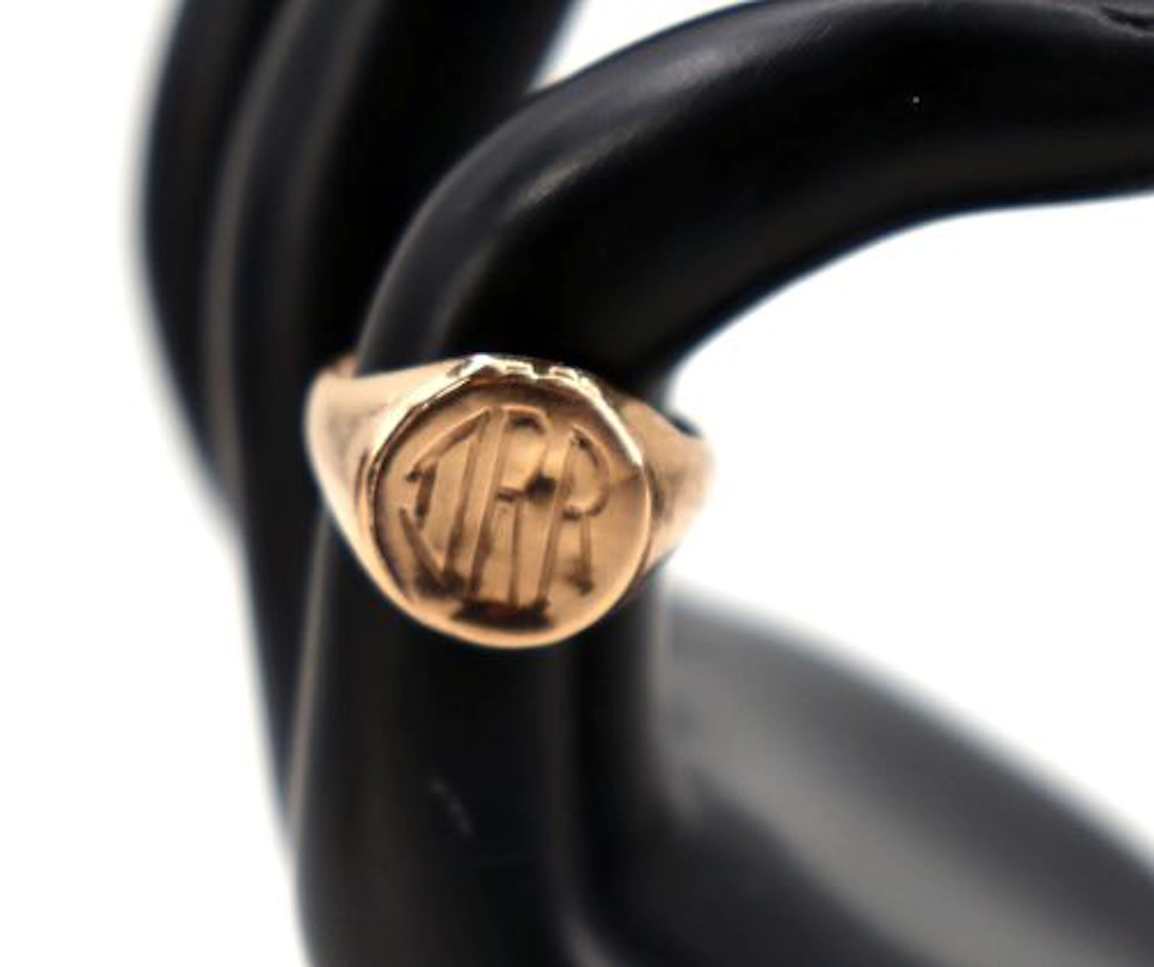 Vintage 10k Yellow Gold Monogram Signet Ring - RS 6.5 - 4.9 g.