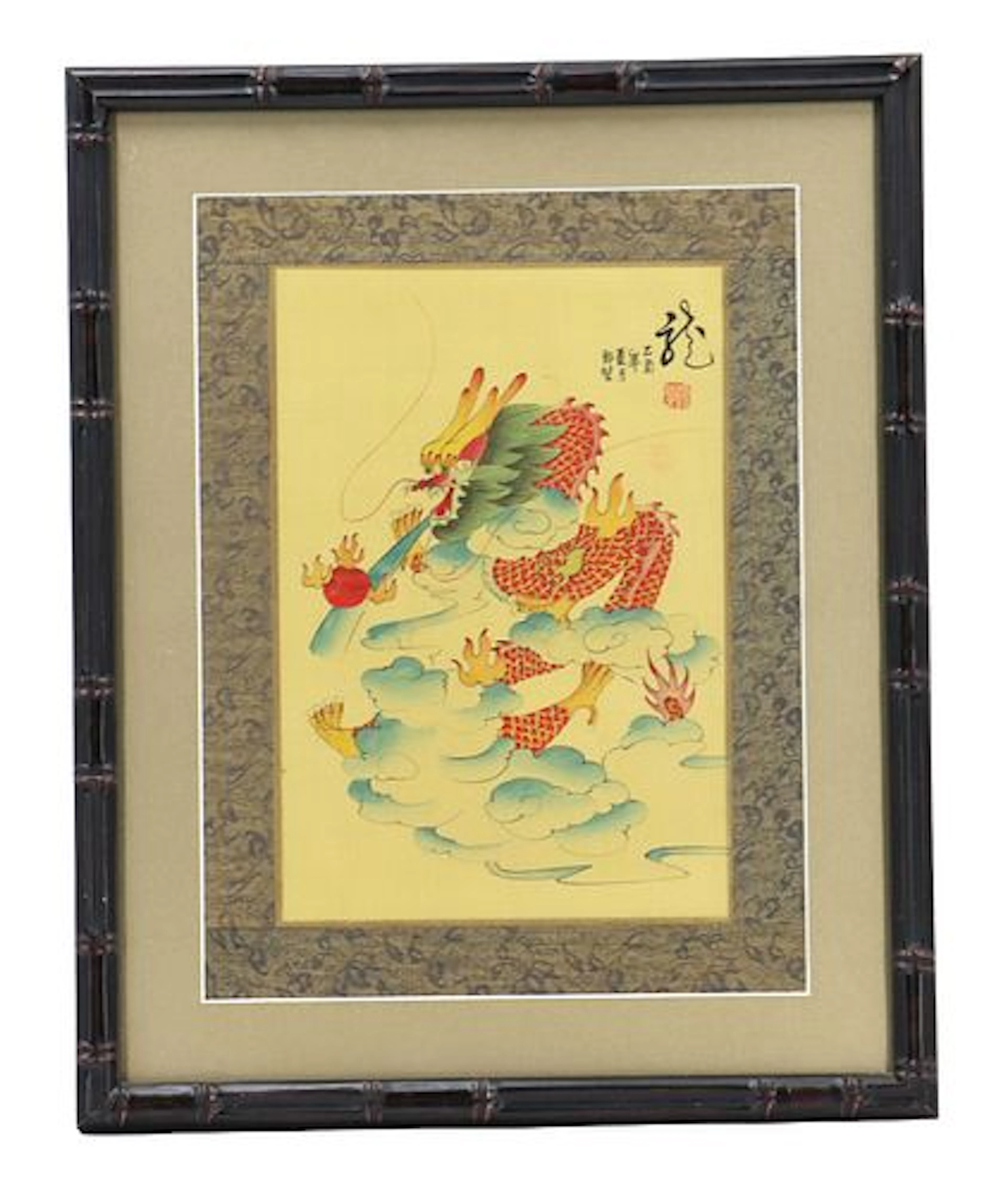 Chinese Gongbi Dragon Watercolor on Silk