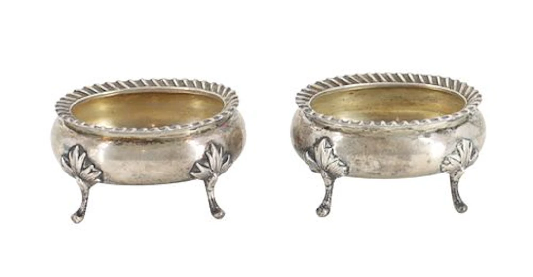 Pair of Antique Sterling Silver Open Salt Cellars - 4.705 ozt.