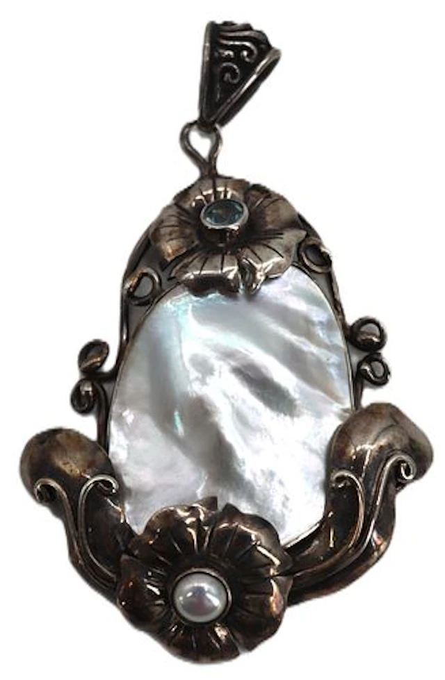 Art Nouveau Silver and Mother of Pearl Pendant