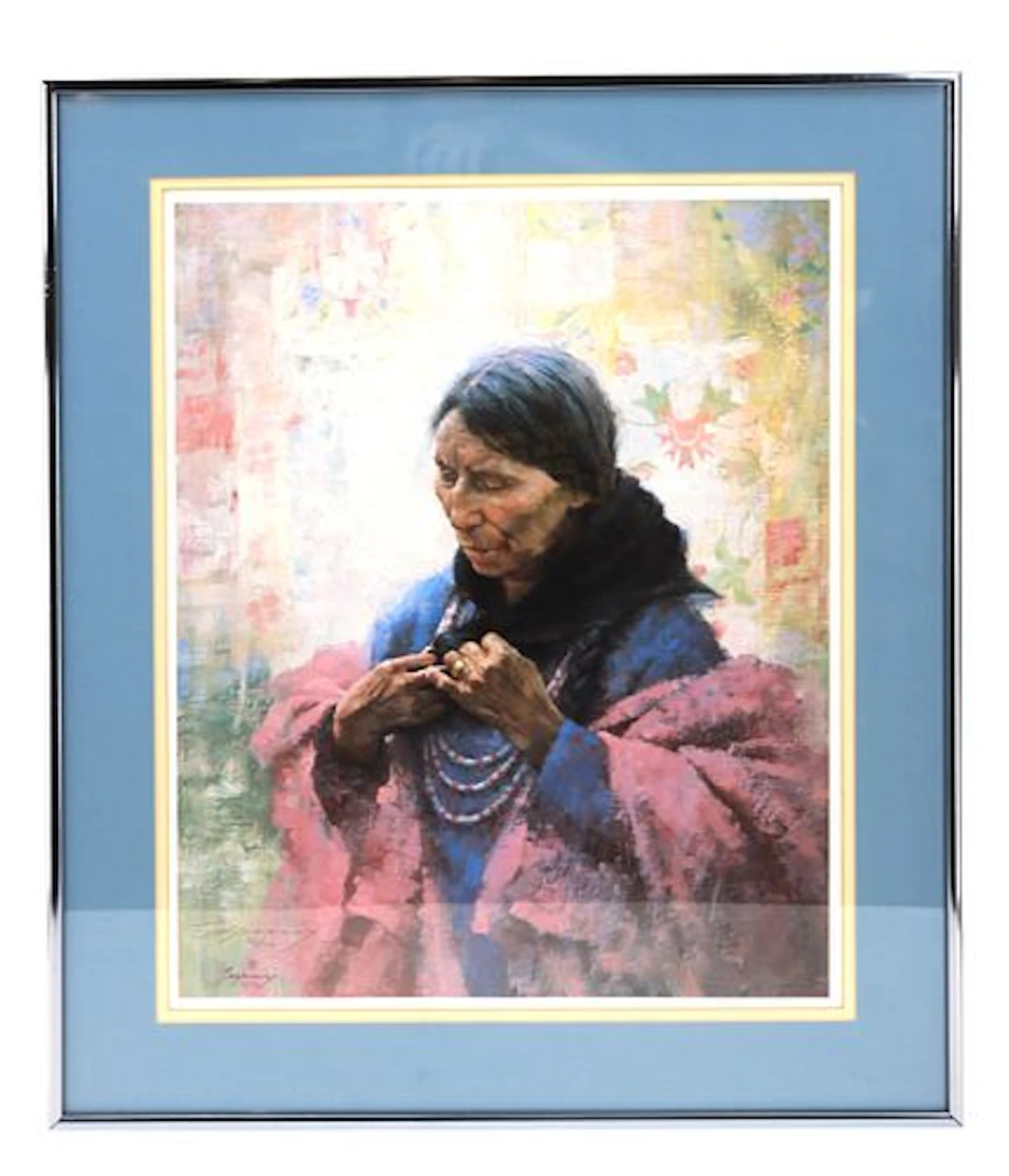 Howard Terpning (Born 1927) American, Lithograph Print Figural "Crow Finery"