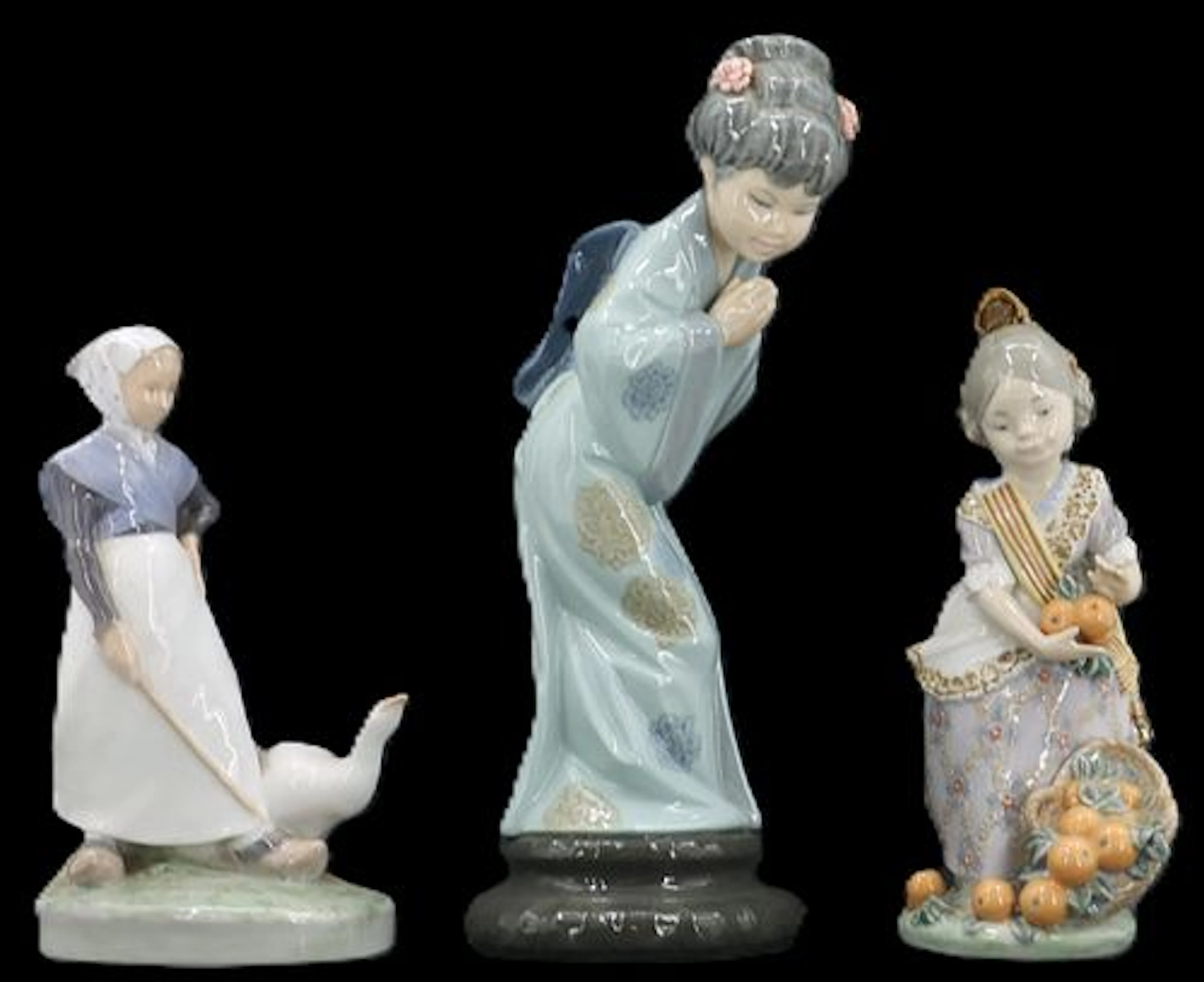 (3) European Made Female Porcelain Figurines