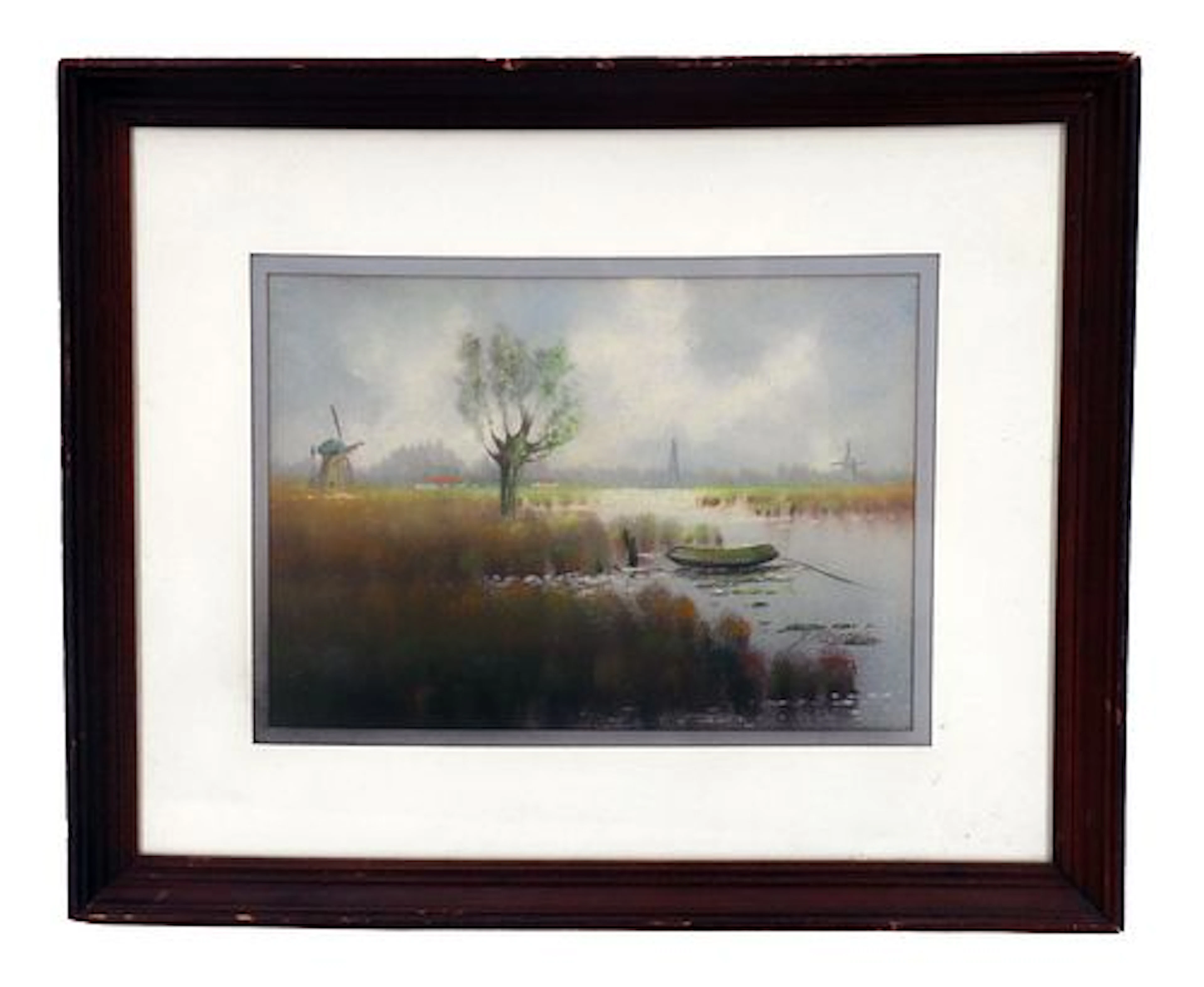 Signed Dutch Pastel on Paper Impressionist Landscape