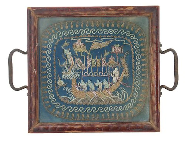 Chinese Qing Dynasty Rank Badge with Dragon Boat