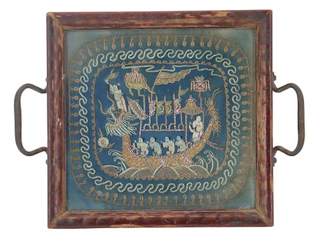 Chinese Qing Dynasty Rank Badge with Dragon Boat