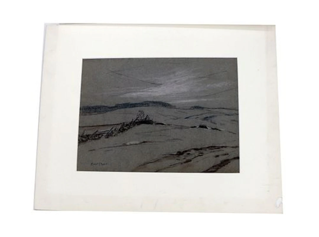 Eliot Clark (1883–1980) American, Pastel and Charcoal on Paper Landscape