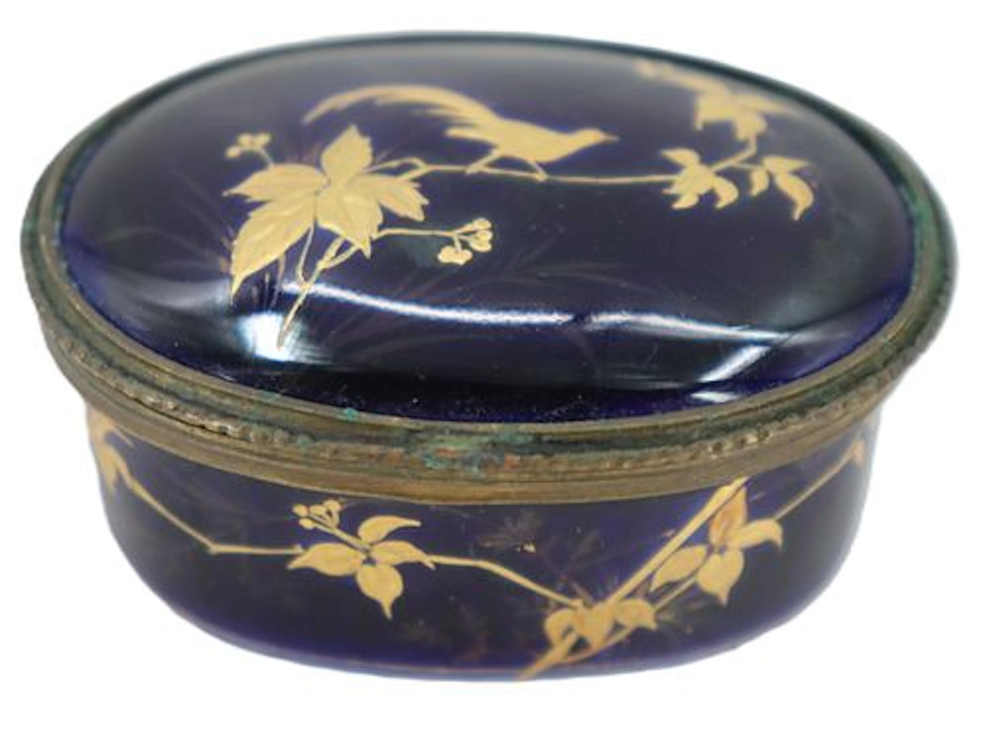 Antique Italian Ginori Porcelain Oval Hinged Box