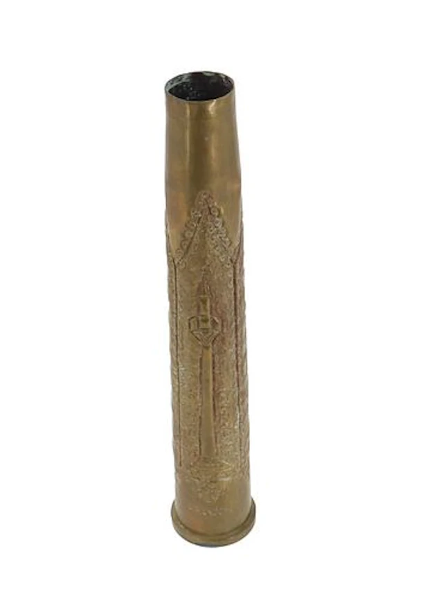 Vintage Bosnian Trench Art Brass Embossed Artillery Shell