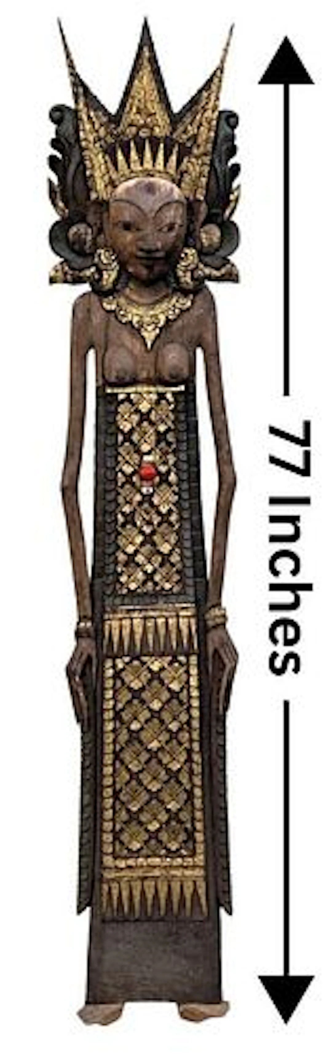 Thai Carved Gilt Wood Goddess Figure
