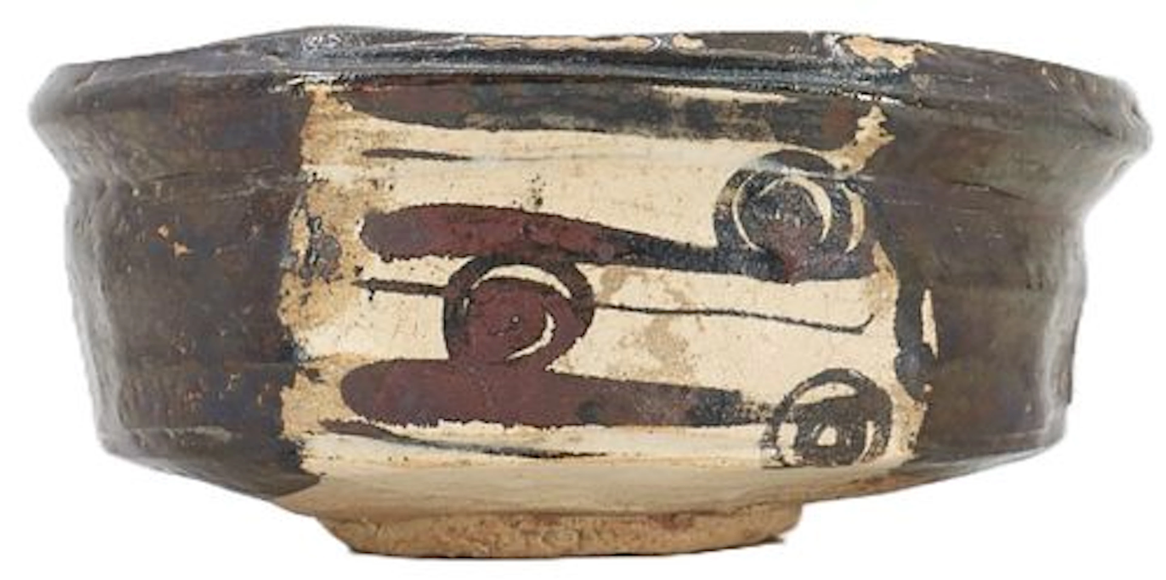 Likely Early 17th Century Japanese Ceramic Kutsu-Gata Chawan Tea Bowl