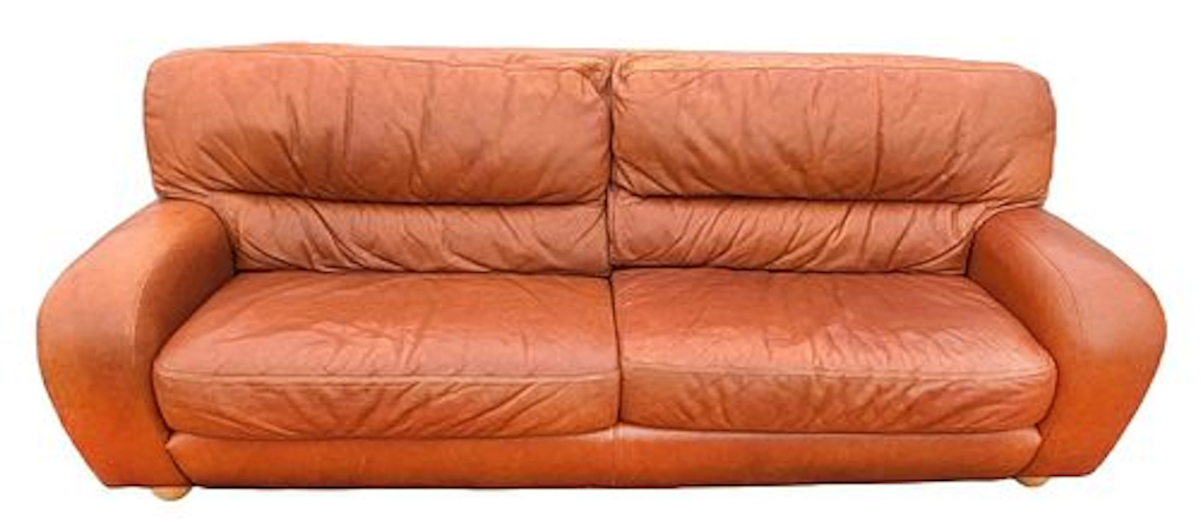 Mid Century Modern Orange Leather Sofa