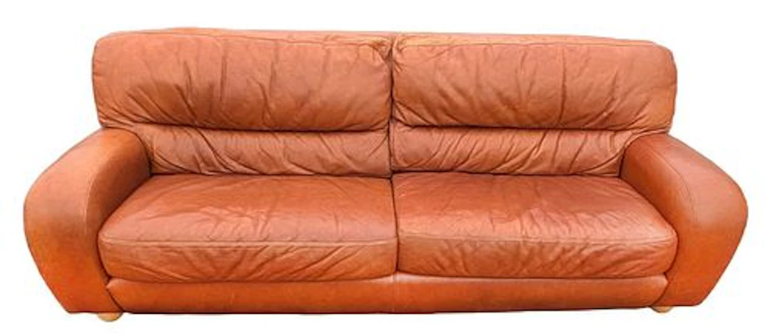 Mid Century Modern Orange Leather Sofa