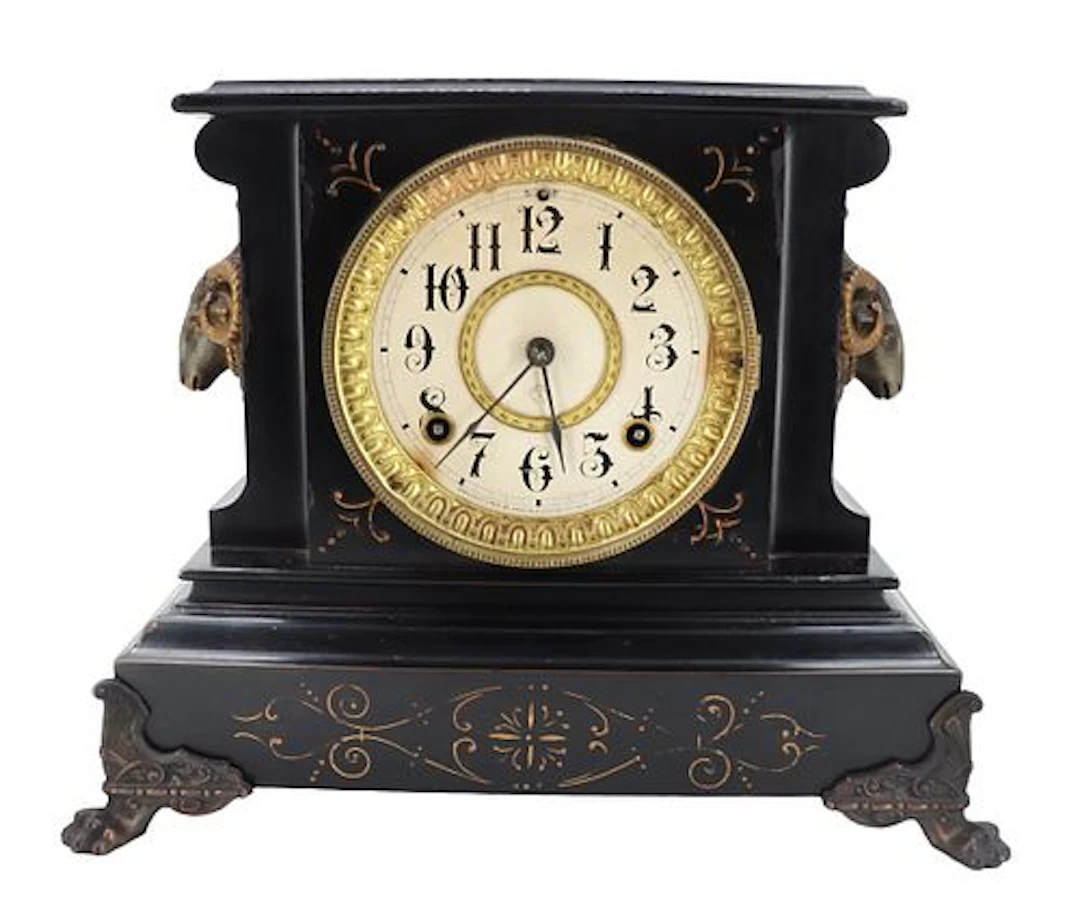 Antique Ansonia Clock Company Rams Head Mantel Clock