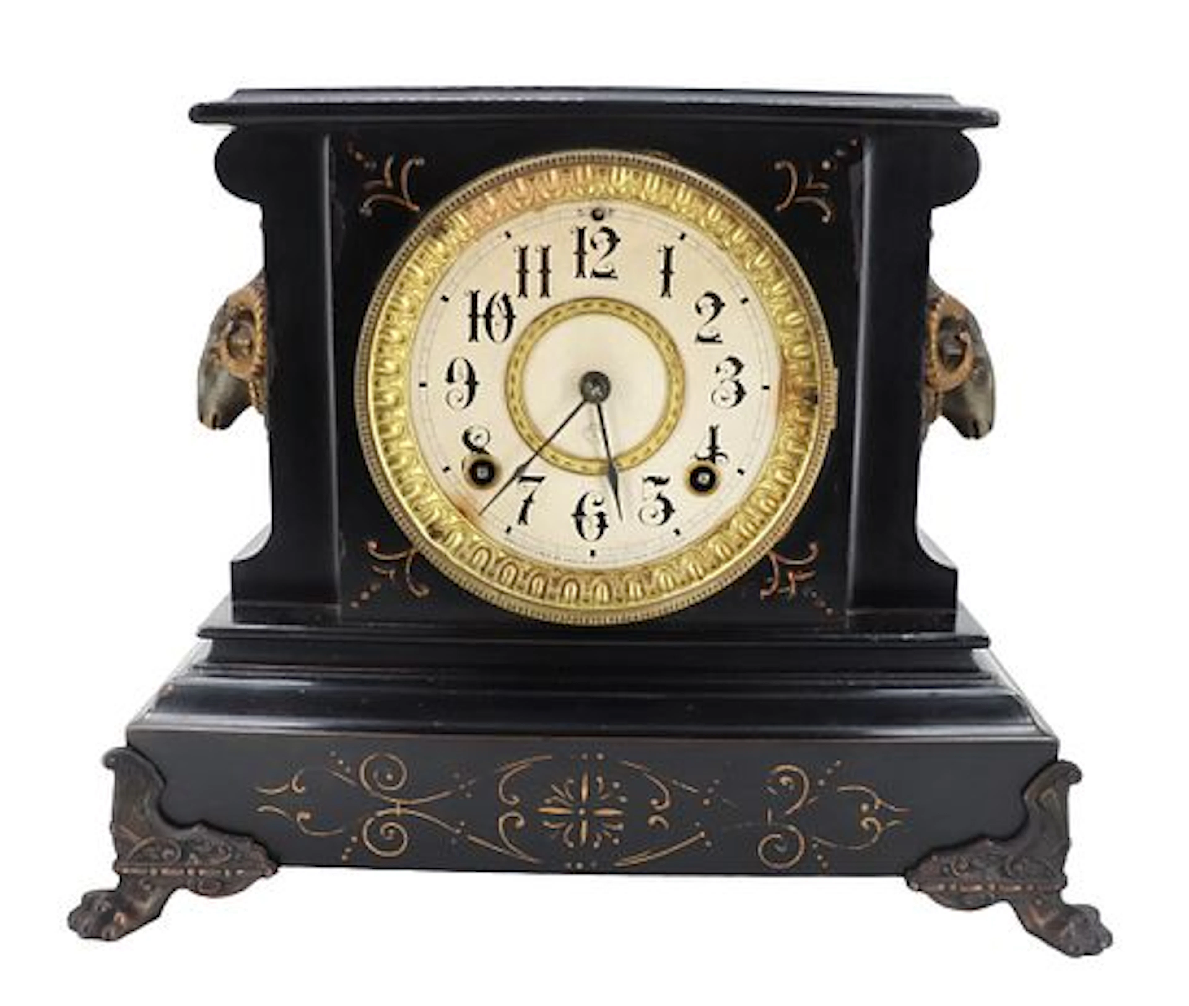 Antique Ansonia Clock Company Rams Head Mantel Clock