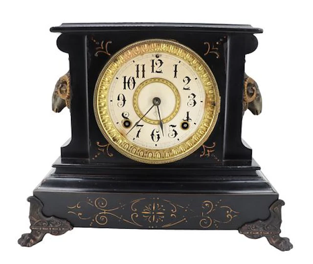 Antique Ansonia Clock Company Rams Head Mantel Clock