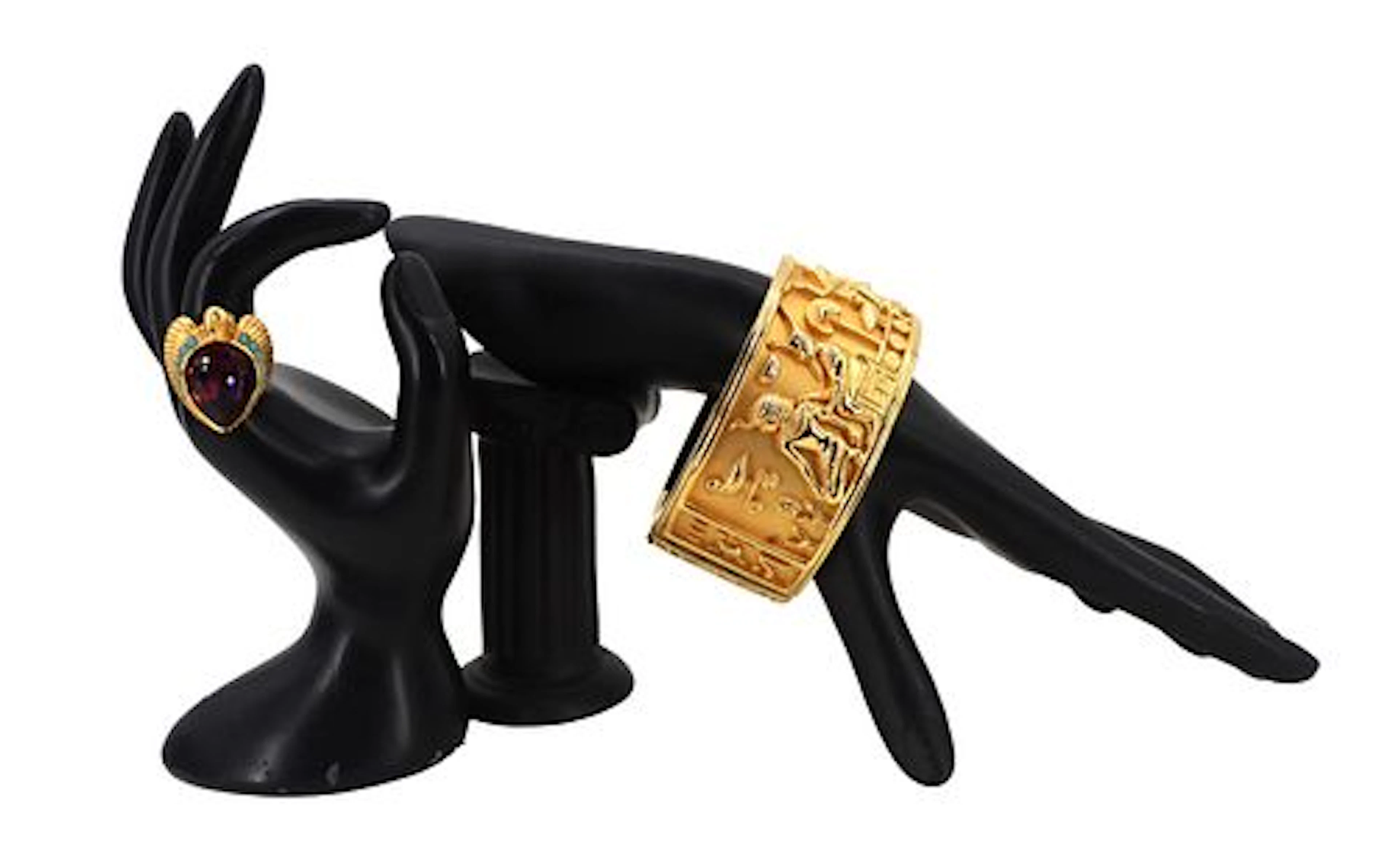 Elizabeth Taylor For Avon 22k Gold Plated Egyptian Revival Cuff Bracelet