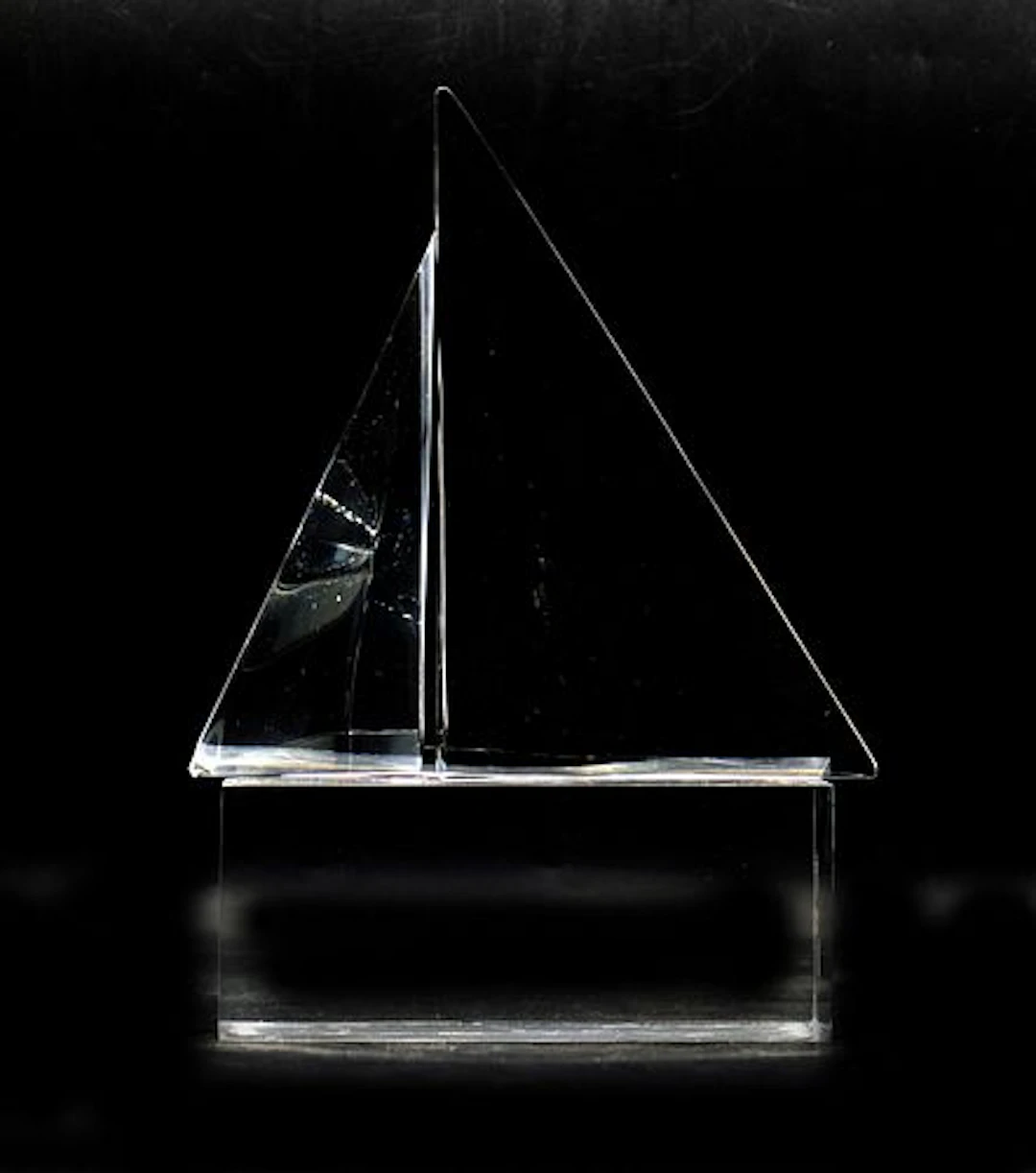 Steuben Glass Sail Boat Sculpture on Acrylic Base