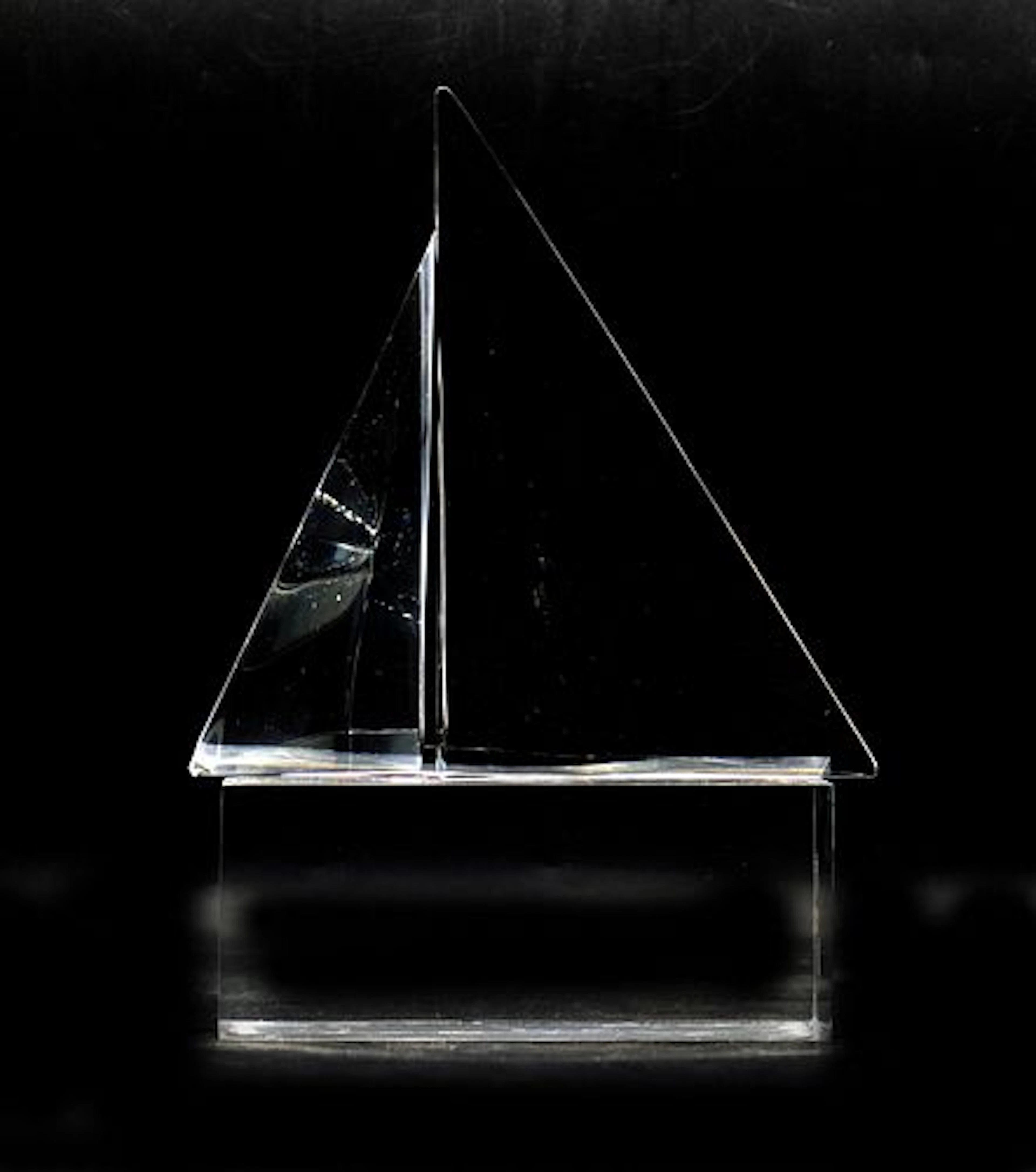 Steuben Glass Sail Boat Sculpture on Acrylic Base